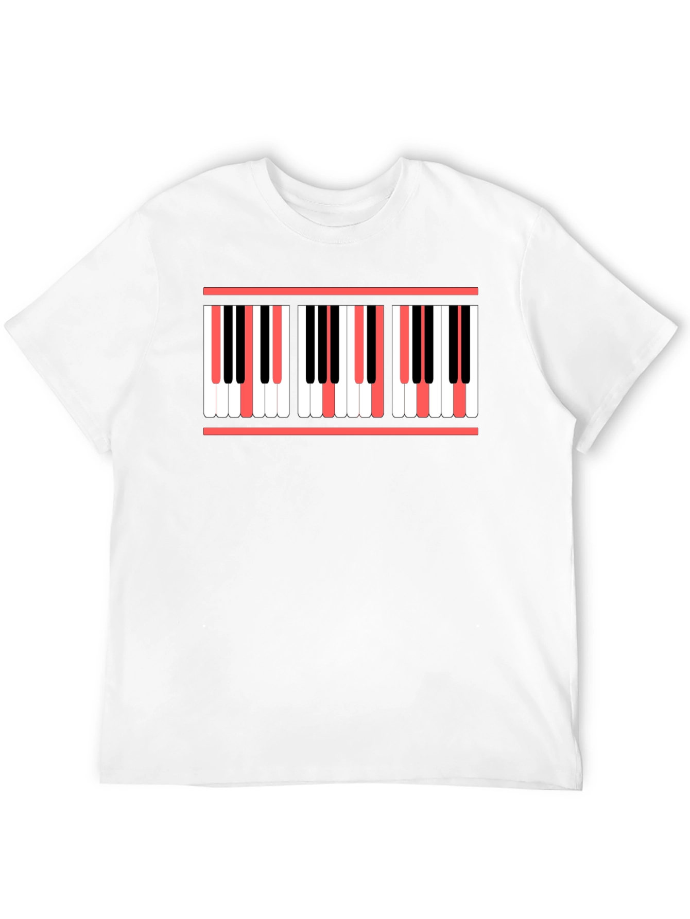 Piano Keys Graphic Print Black T-Shirt