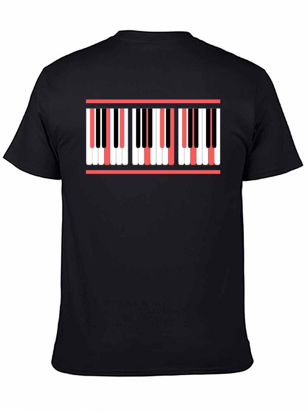Piano Keys Graphic Print Black T-Shirt