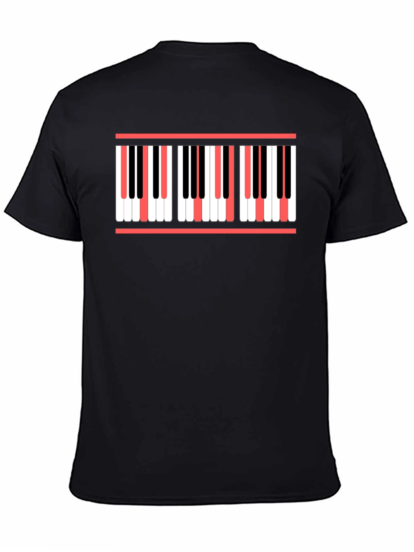 Piano Keys Graphic Print Black T-Shirt