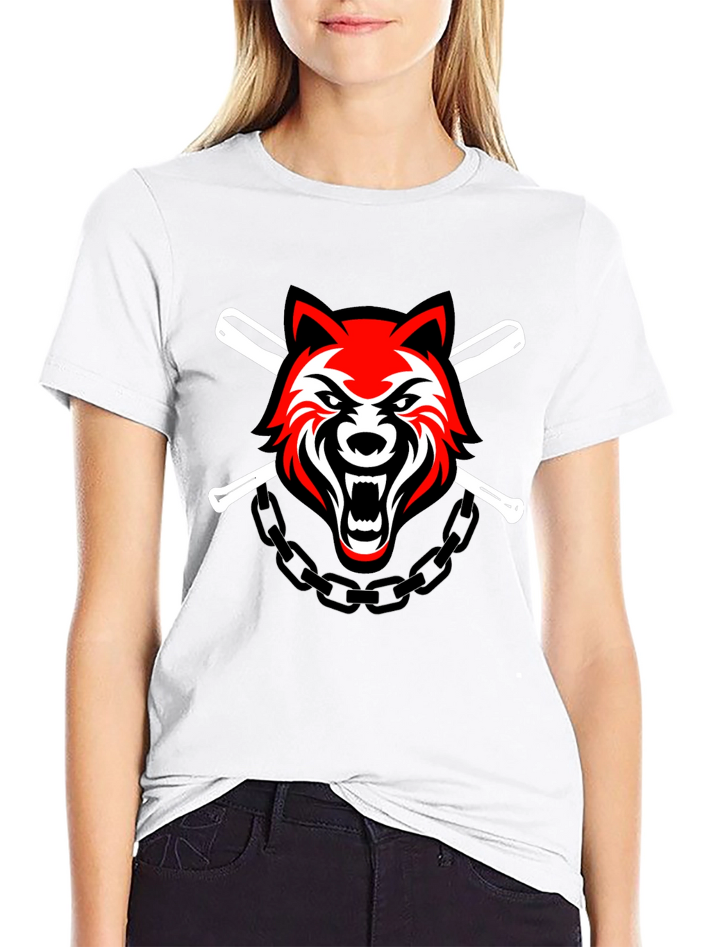 Wolf & Baseball Bats Graphic T-Shirt
