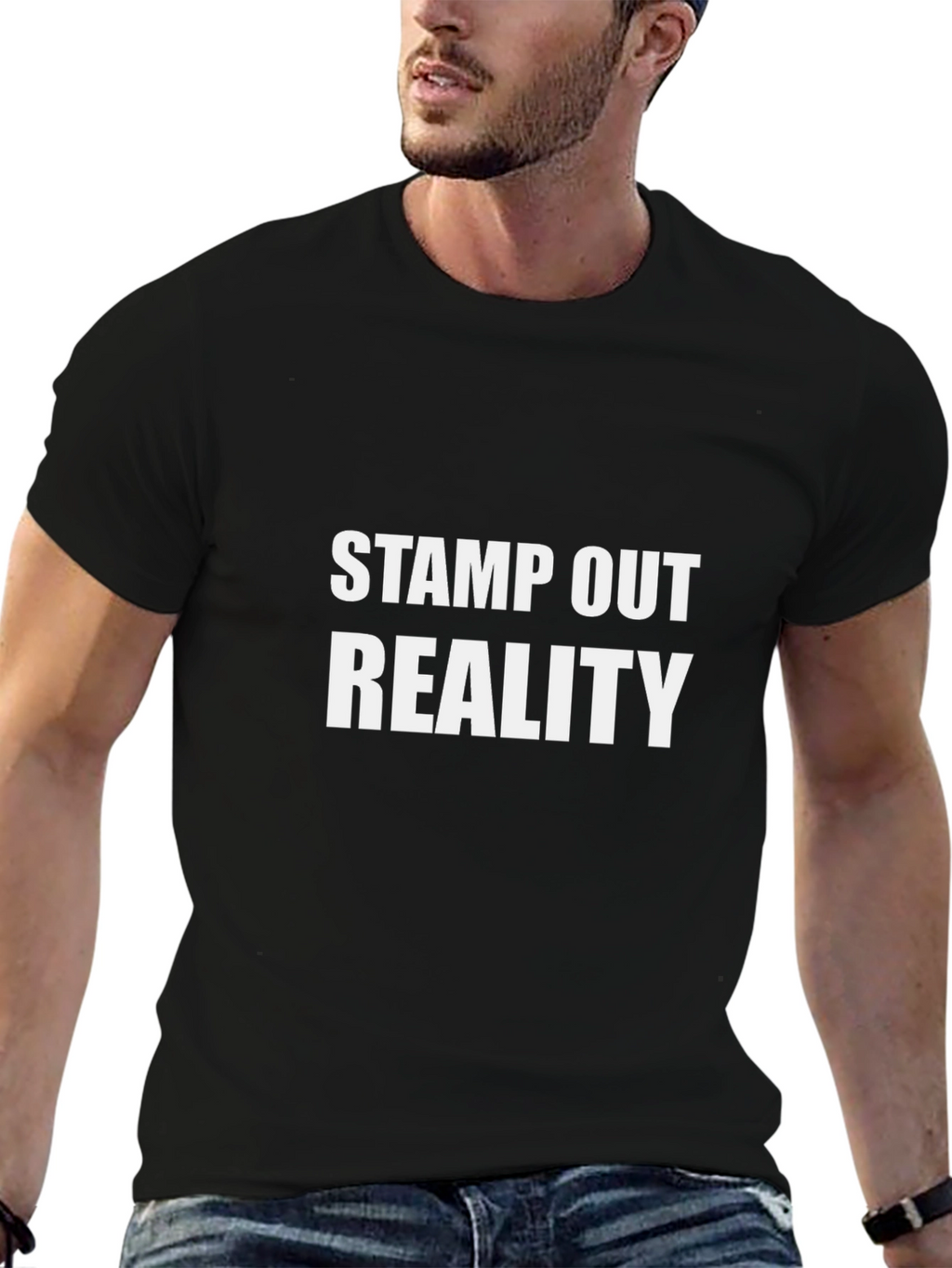 Stamp Out Reality Graphic T-Shirt -  Black