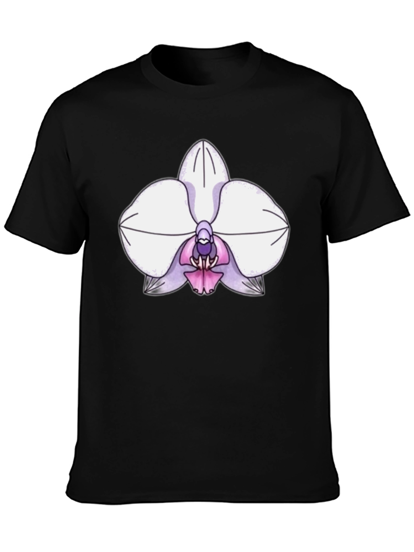 Orchid Graphic Tee - Black Cotton Blend