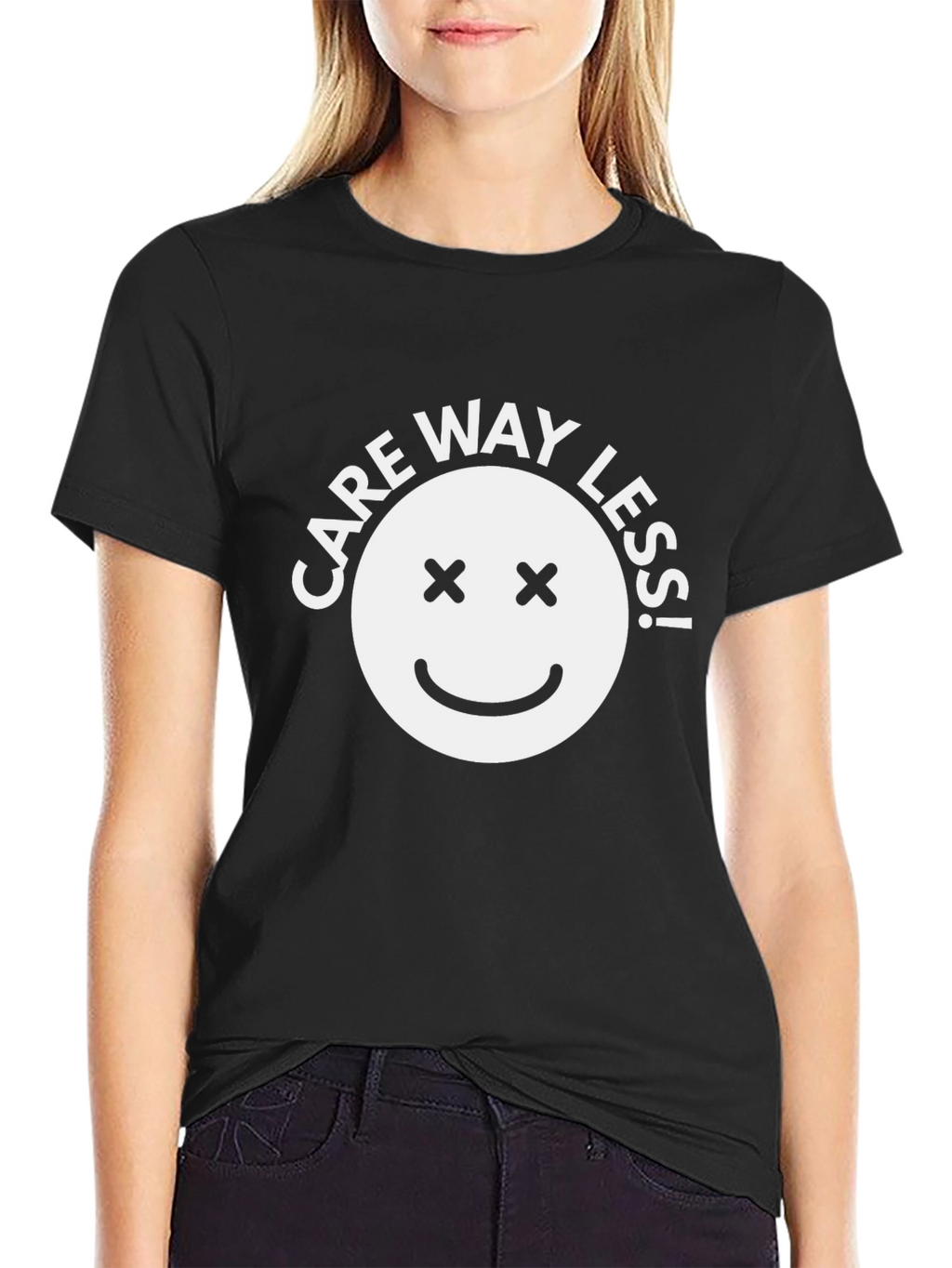 Care Way Less Black Graphic T-Shirt