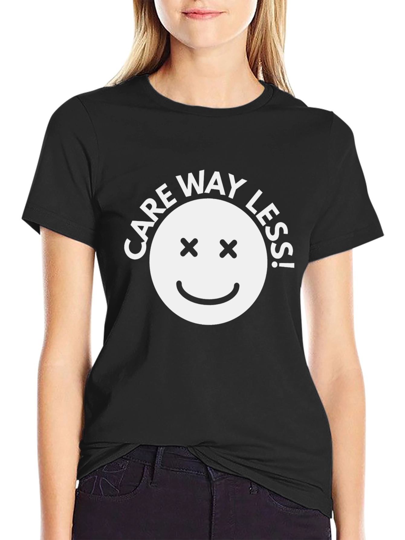 Care Way Less Black Graphic T-Shirt