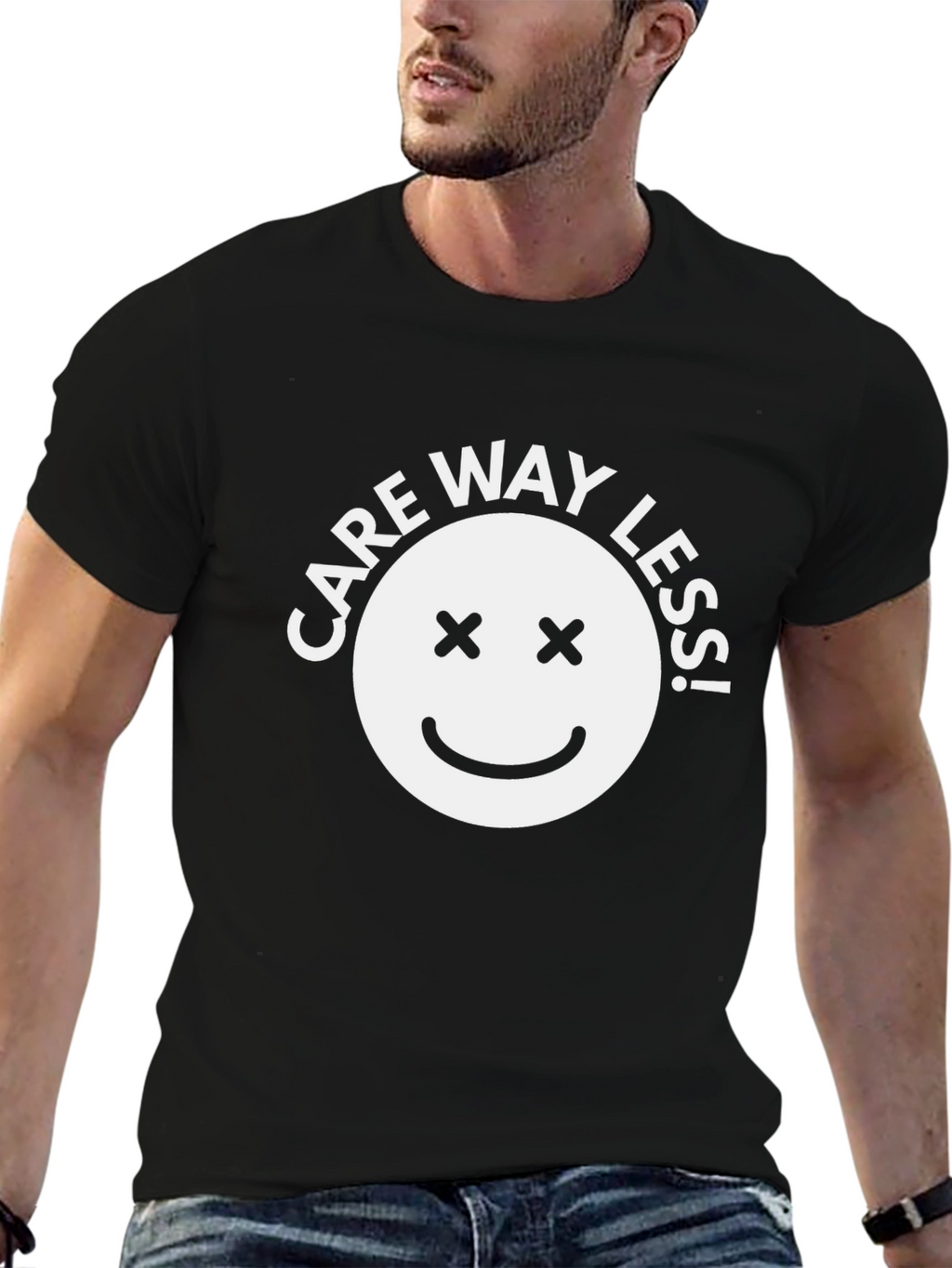 Care Way Less Black Graphic T-Shirt