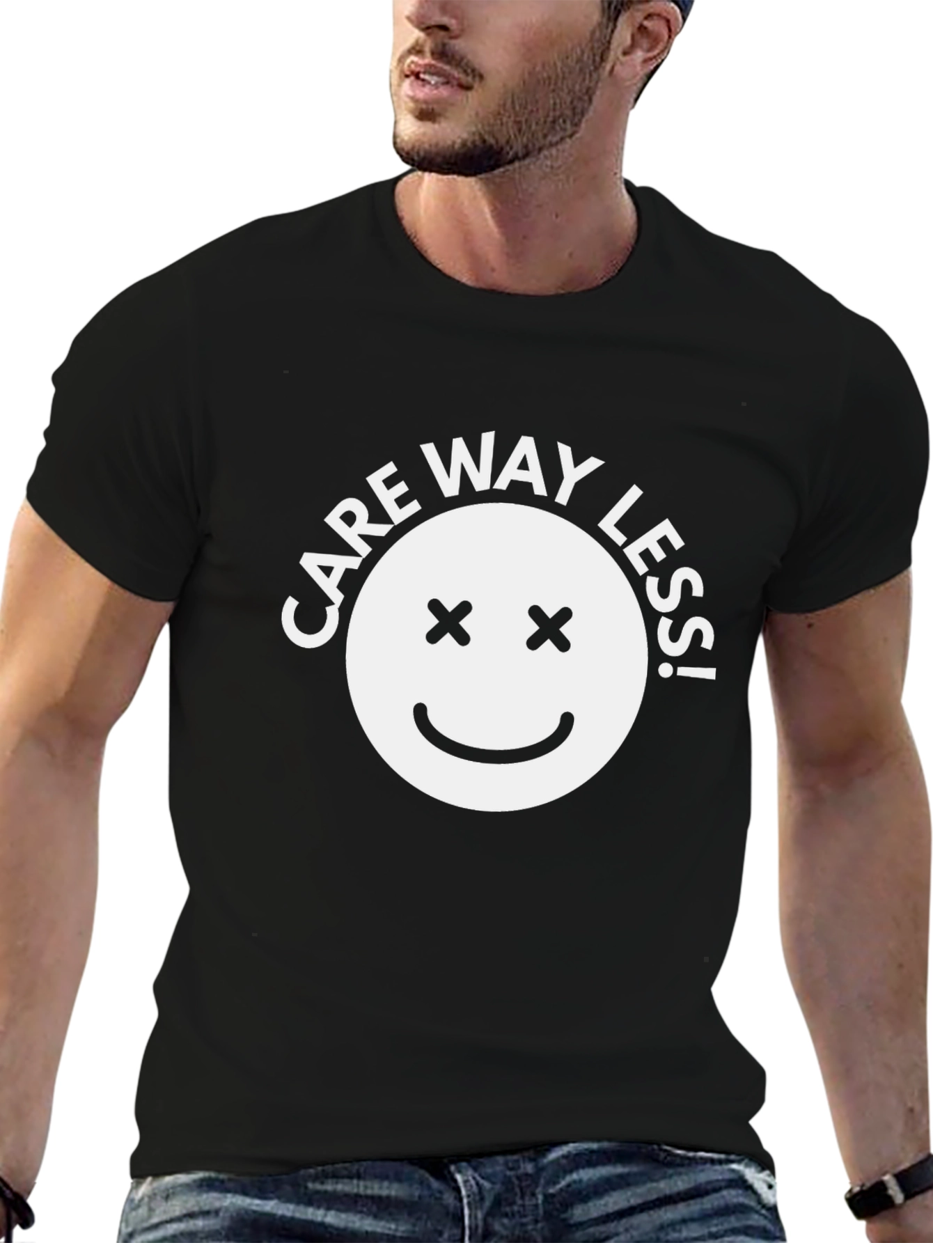 Care Way Less Black Graphic T-Shirt