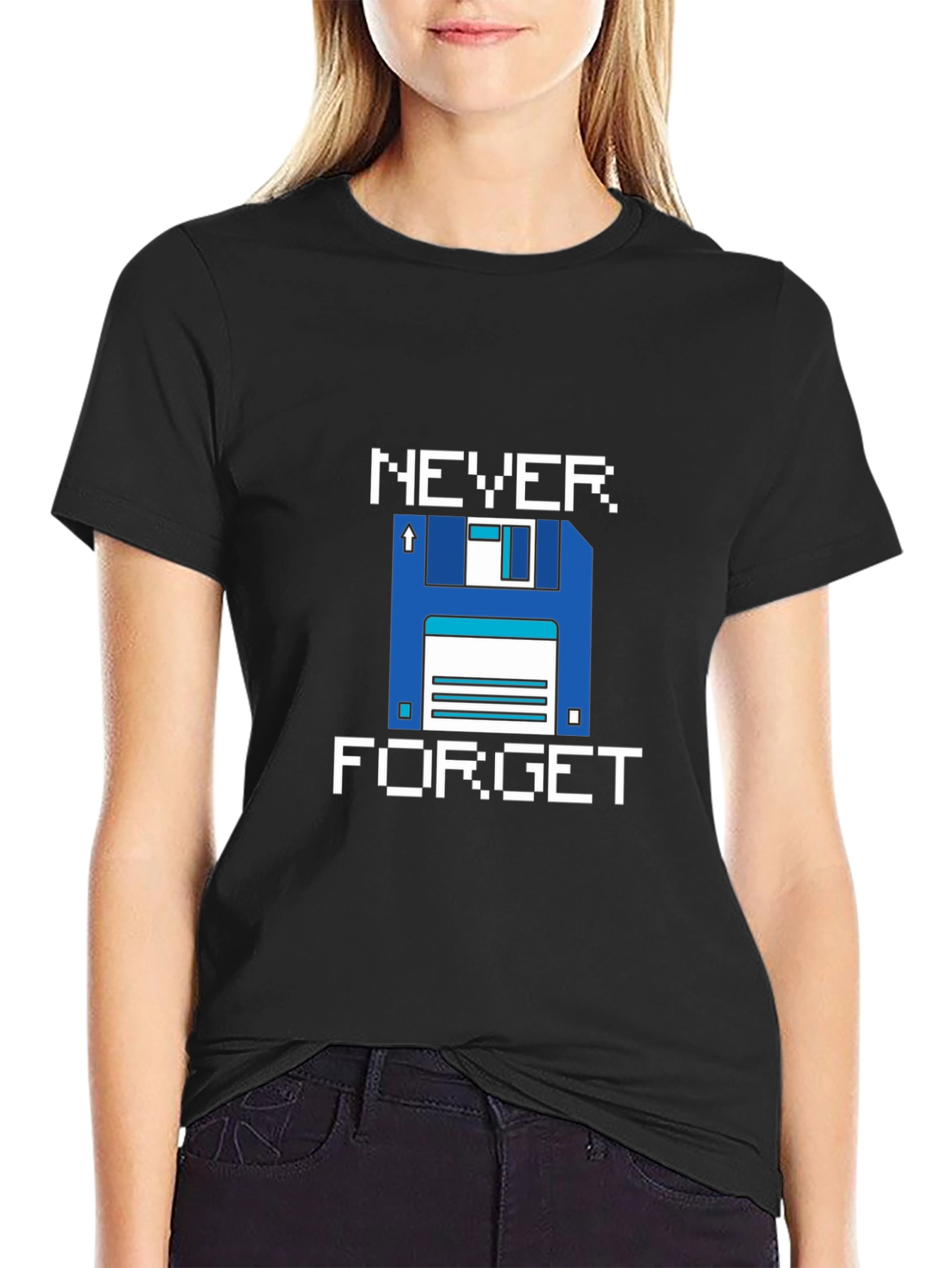 Retro Floppy Disk T-Shirt - Never Forget