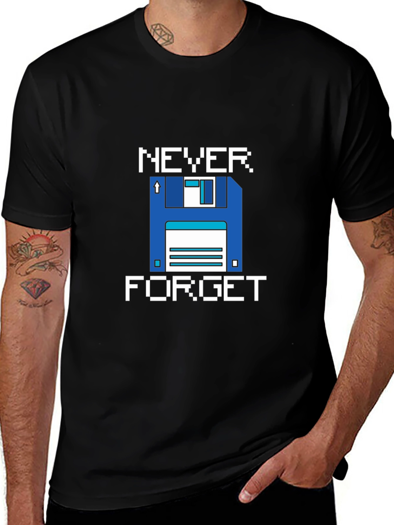 Retro Floppy Disk T-Shirt - Never Forget