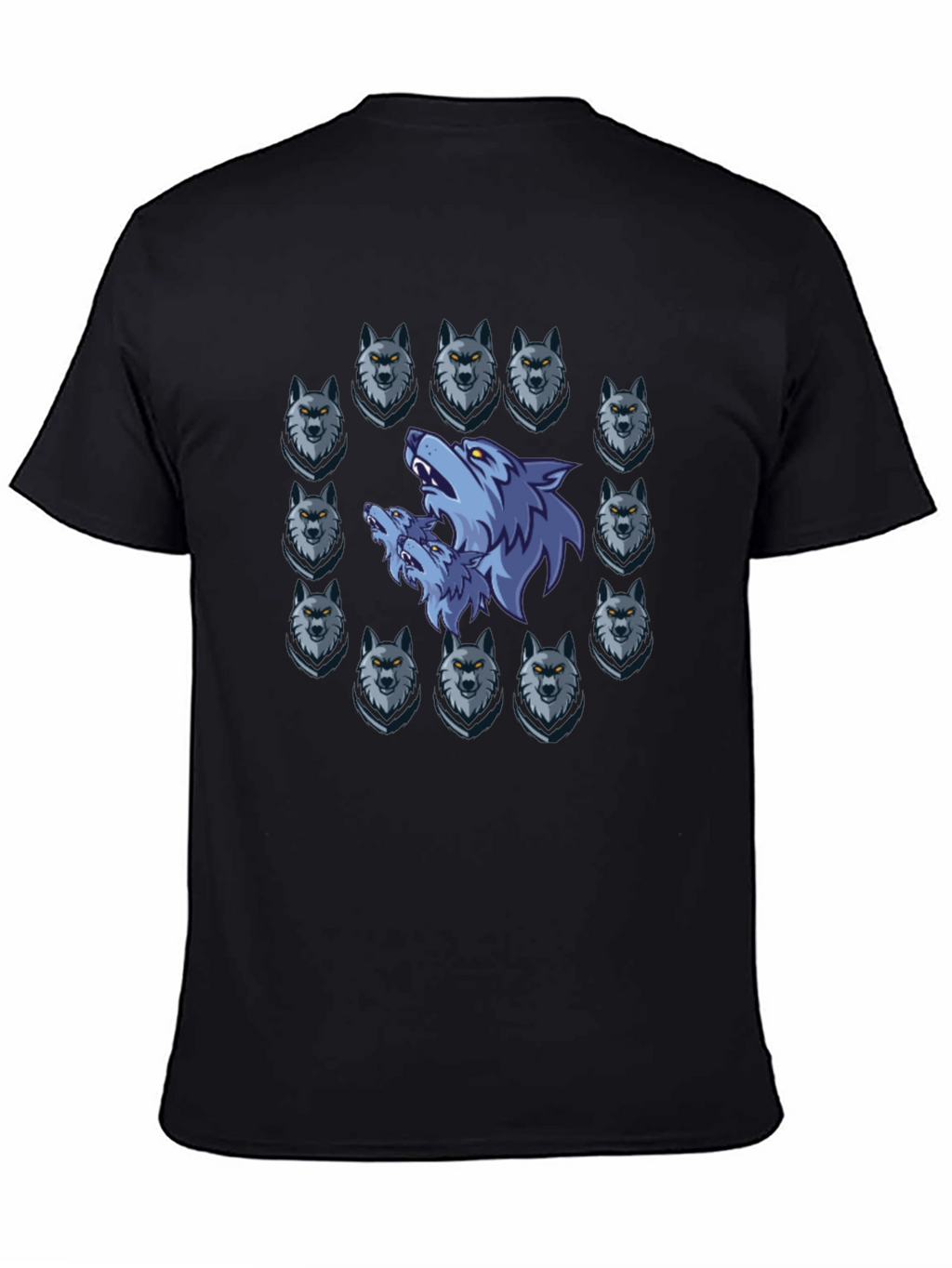 Wolf Pack Graphic Print Black T-Shirt