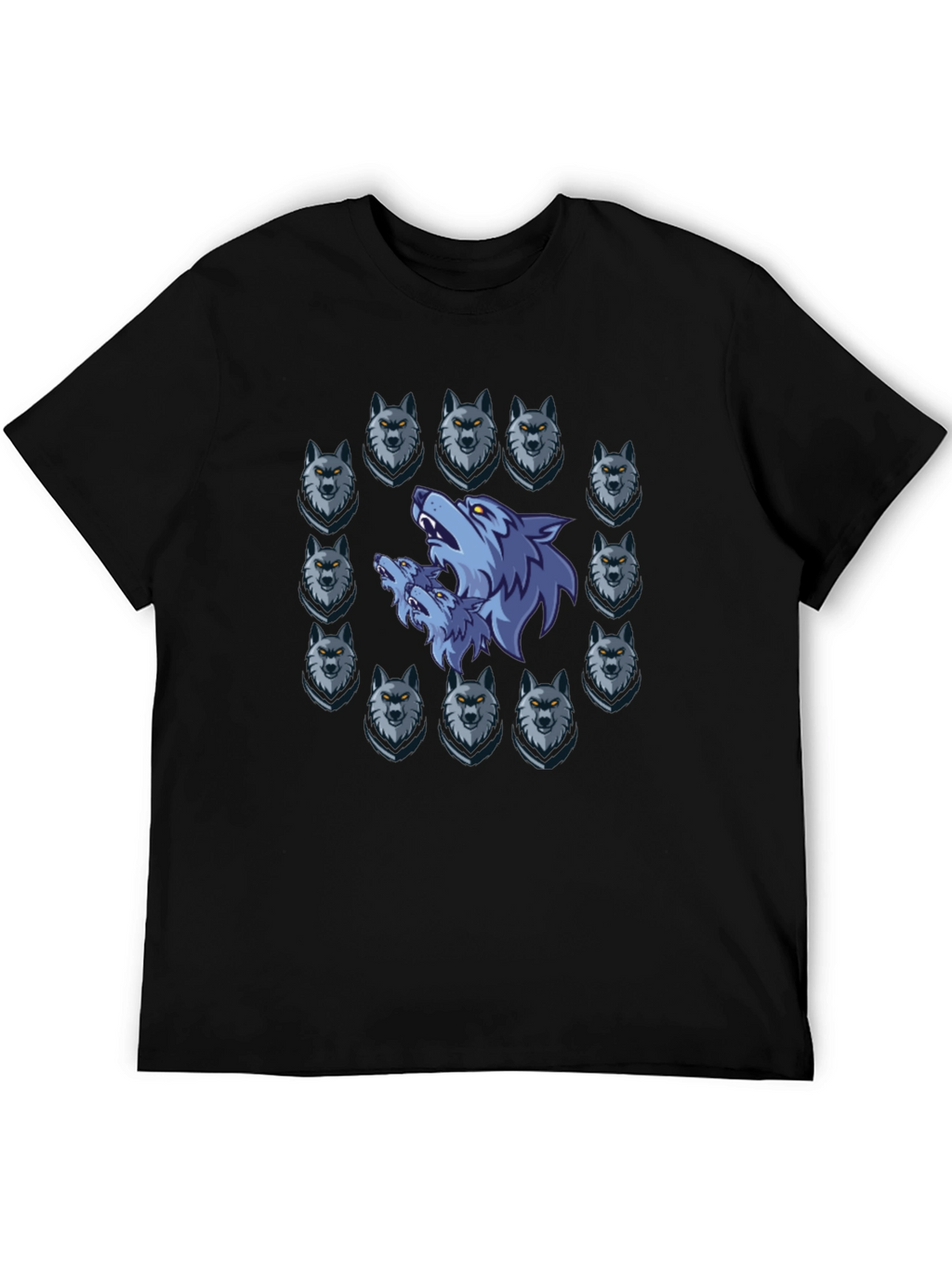 Wolf Pack Graphic Print Black T-Shirt