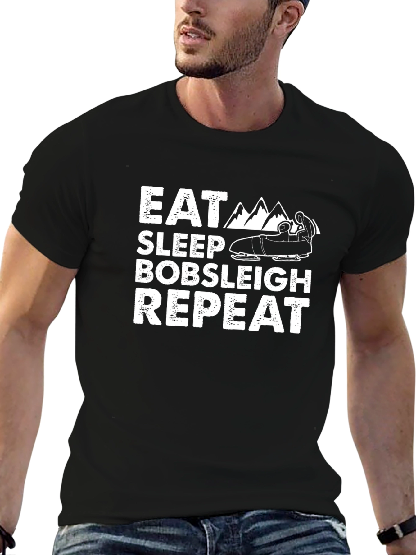 Eat Sleep Bobsleigh Repeat Black T-Shirt