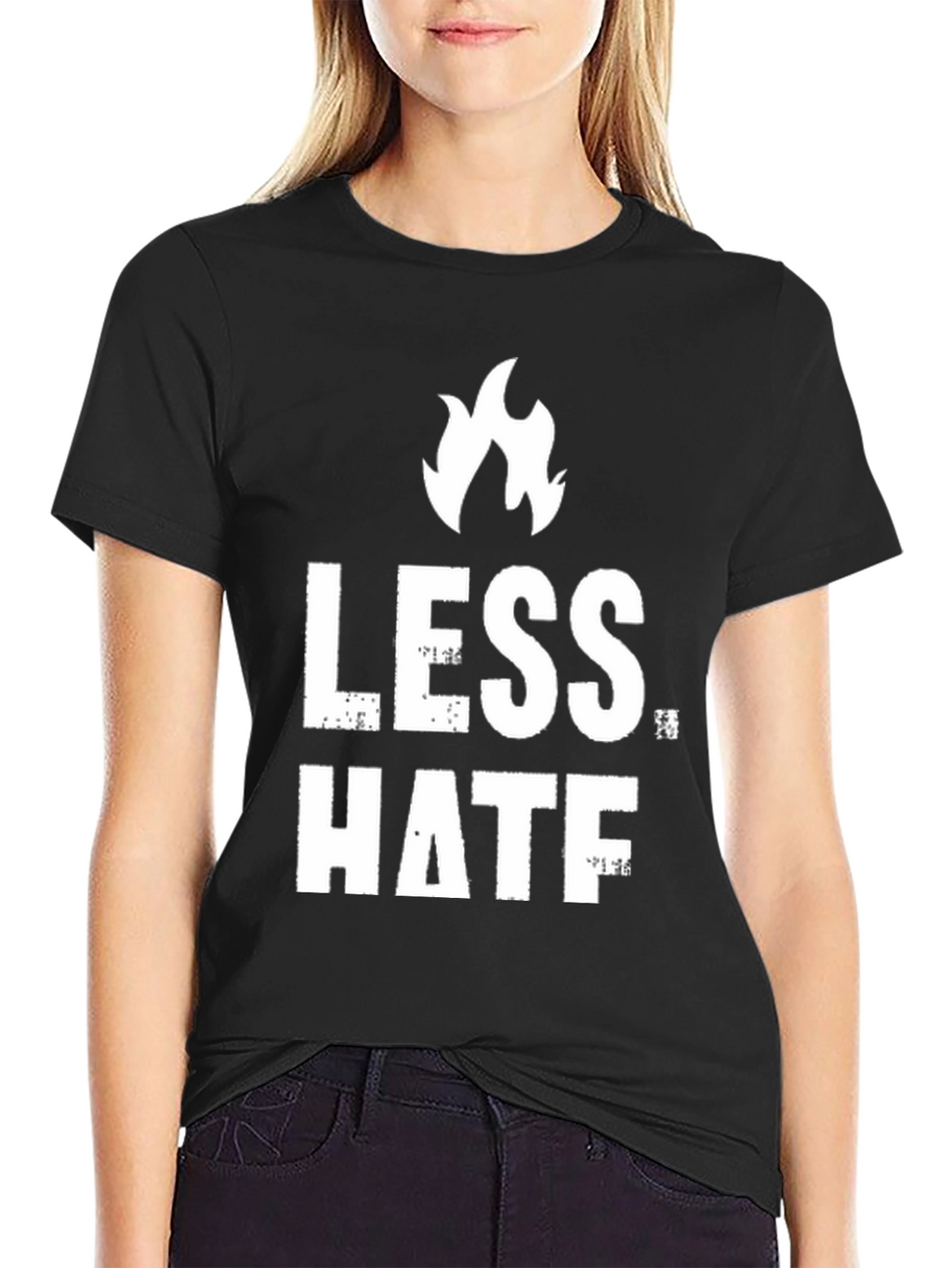 Less Hate Black Graphic T-Shirt
