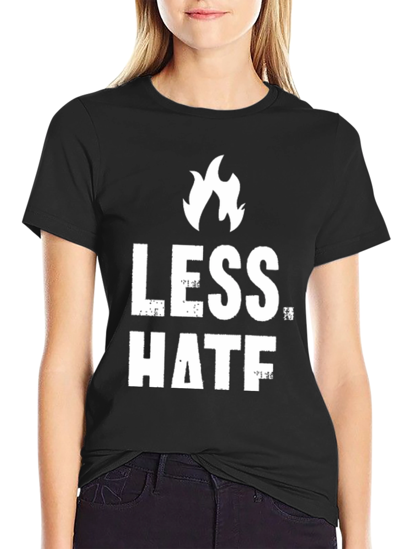 Less Hate Black Graphic T-Shirt