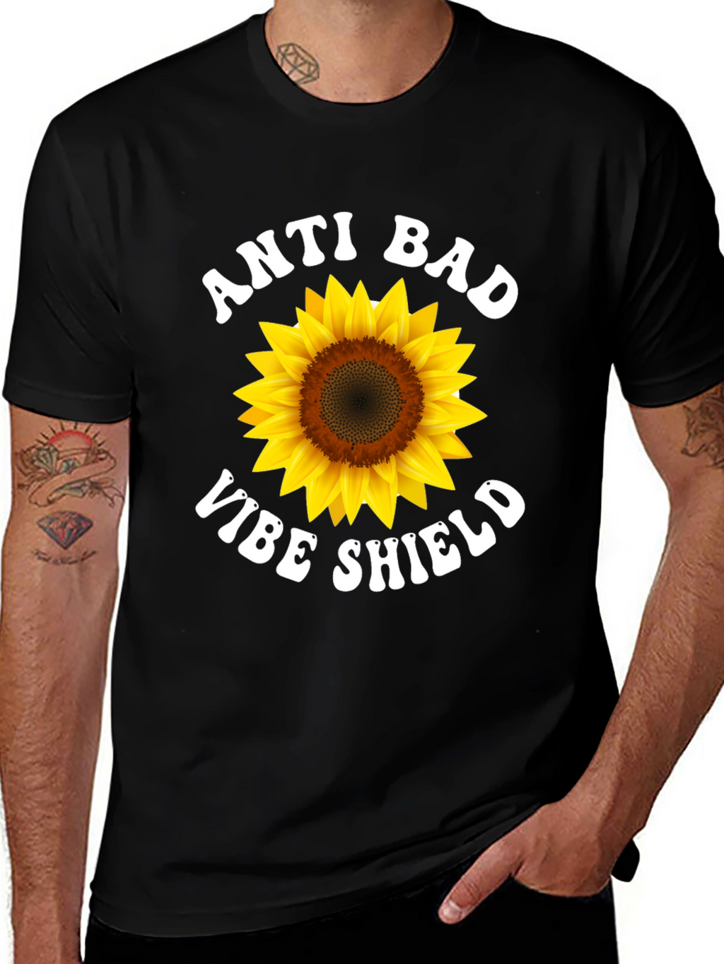 Anti Bad Vibe Shield Sunflower T-Shirt