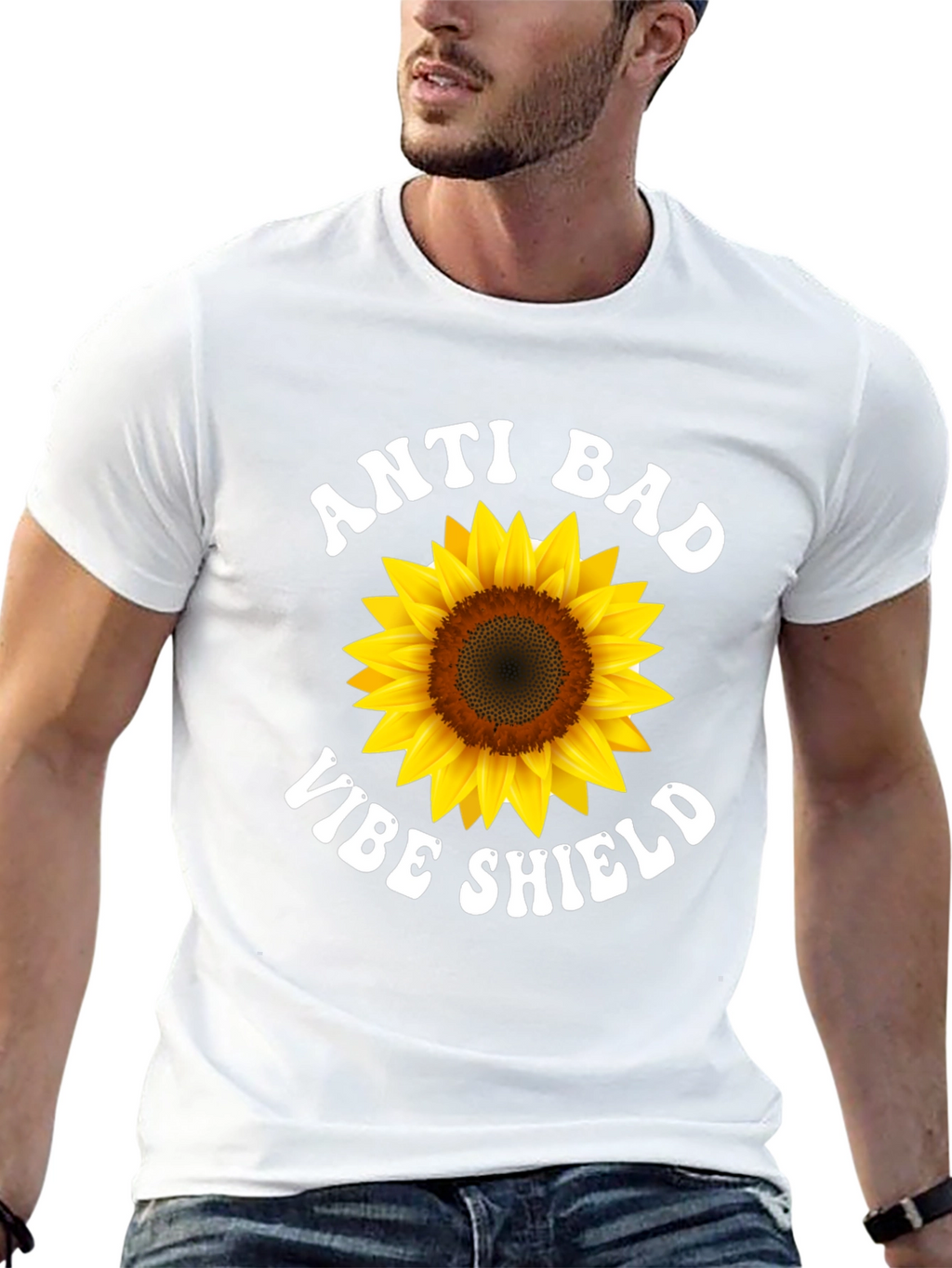 Anti Bad Vibe Shield Sunflower T-Shirt