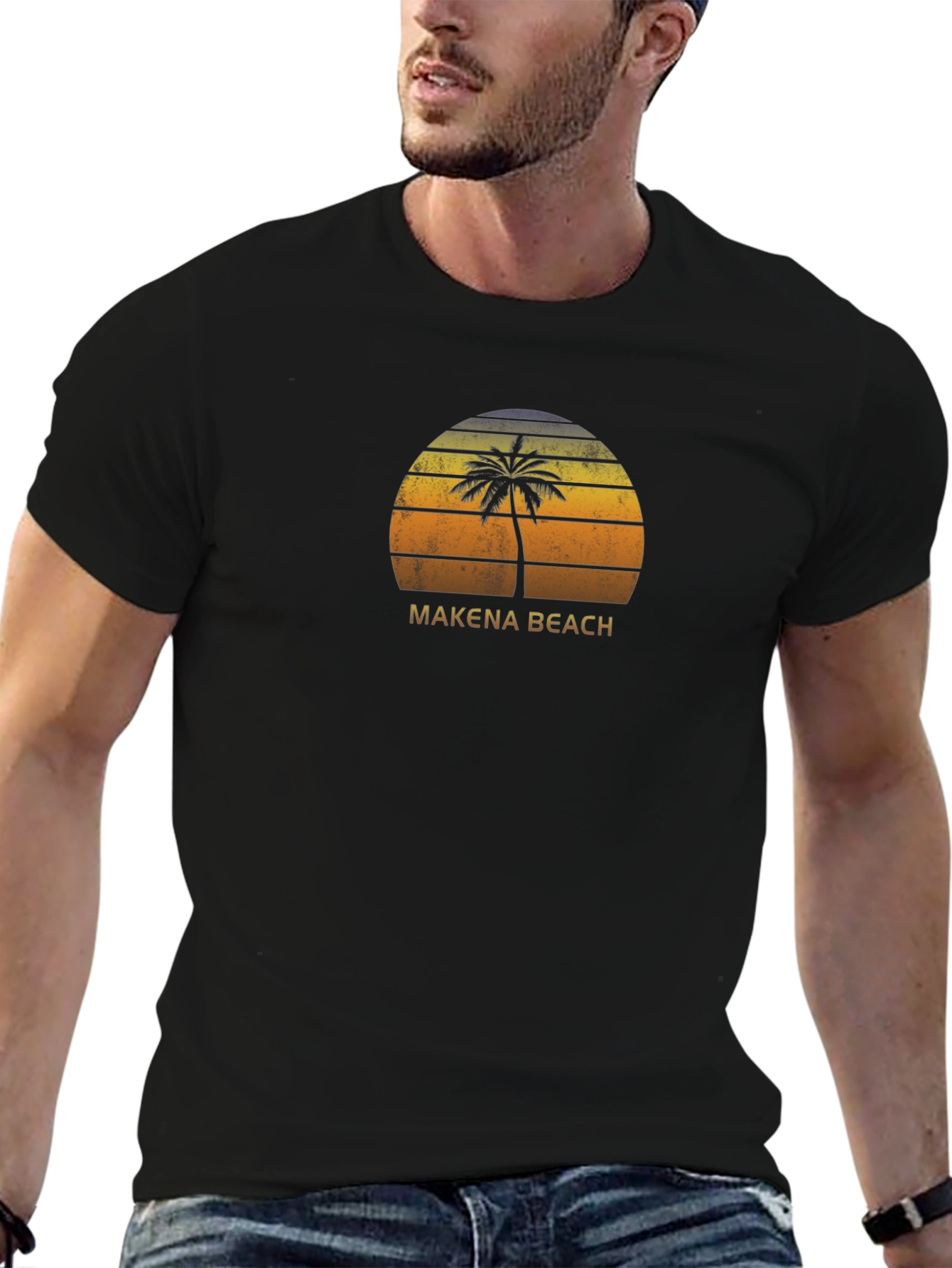 Makena Beach Palm Tree Sunset T-Shirt