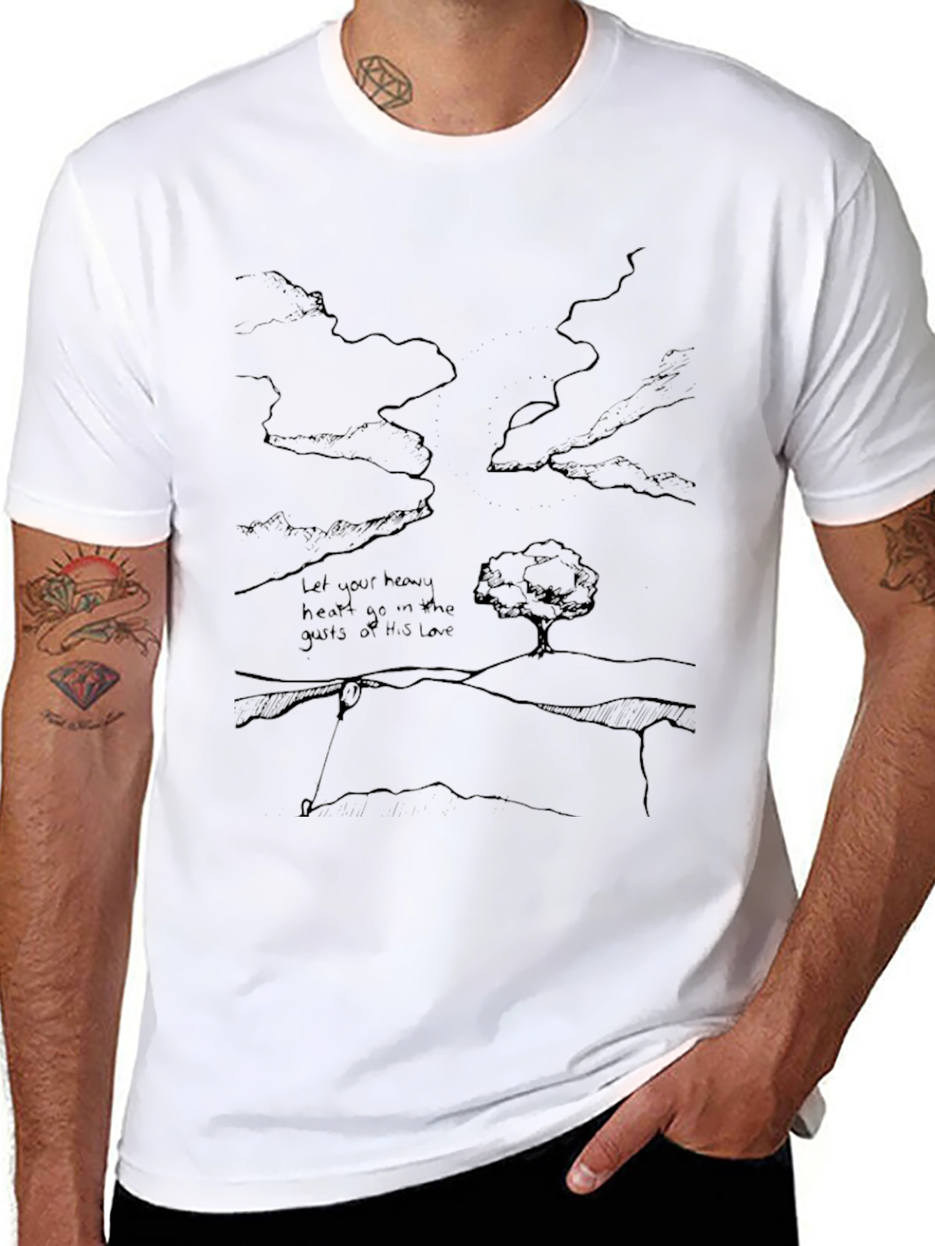 Abstract Landscape Black Graphic T-Shirt