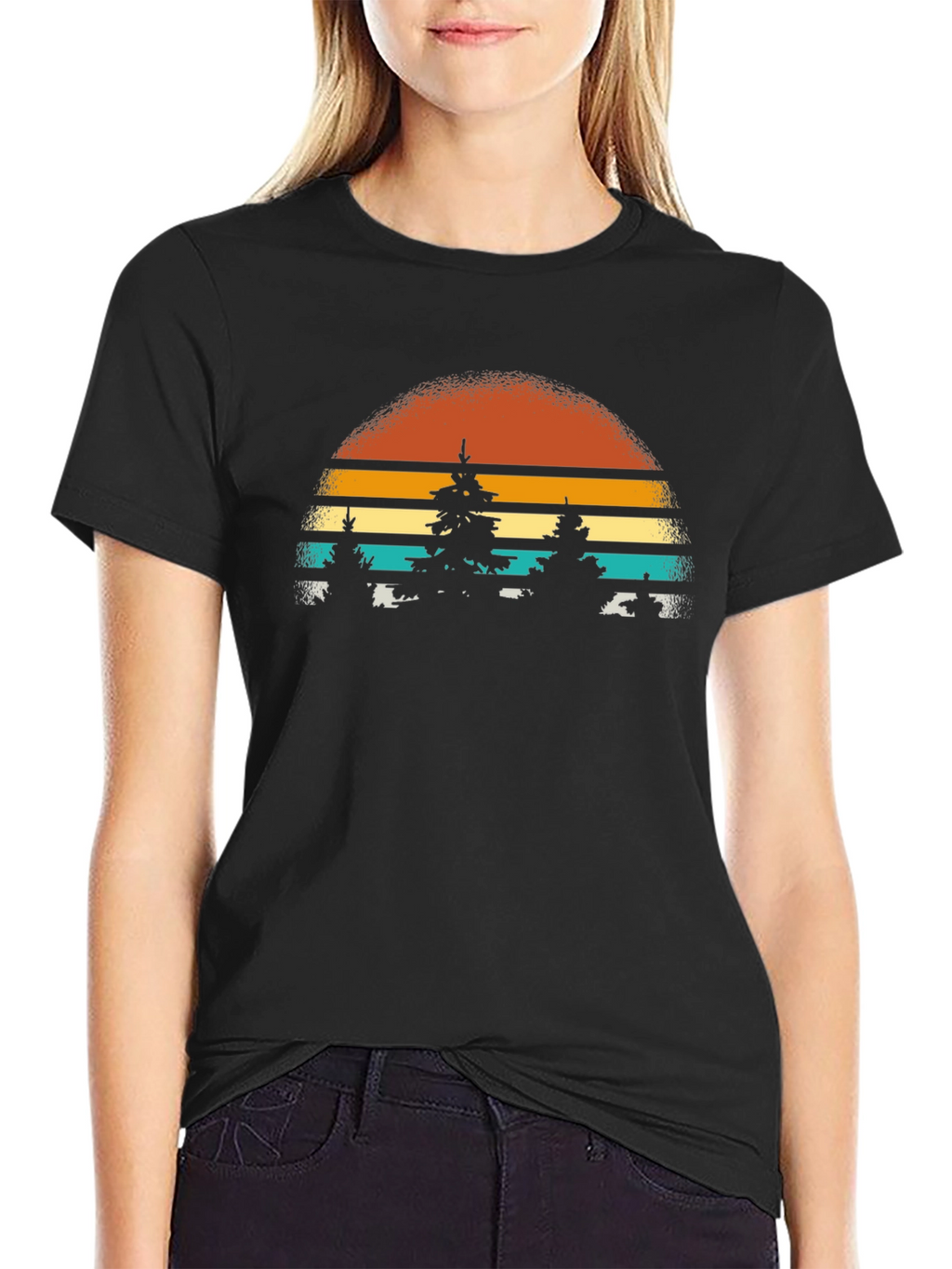 Retro Sunset Trees Graphic Tee - Nature Inspired T-Shirt