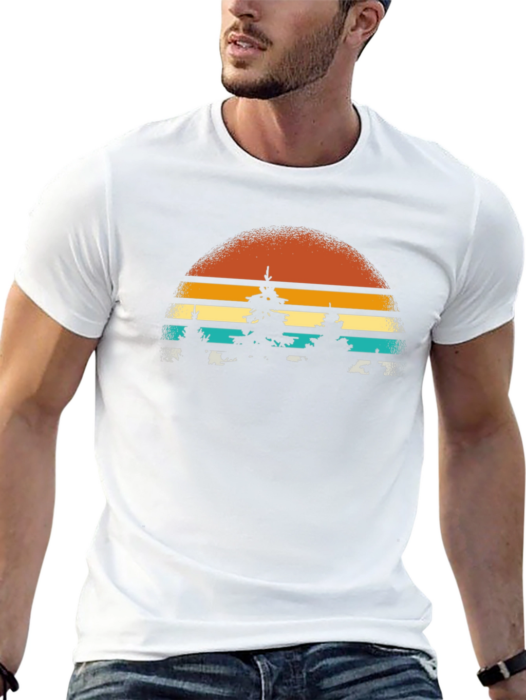 Retro Sunset Trees Graphic Tee - Nature Inspired T-Shirt