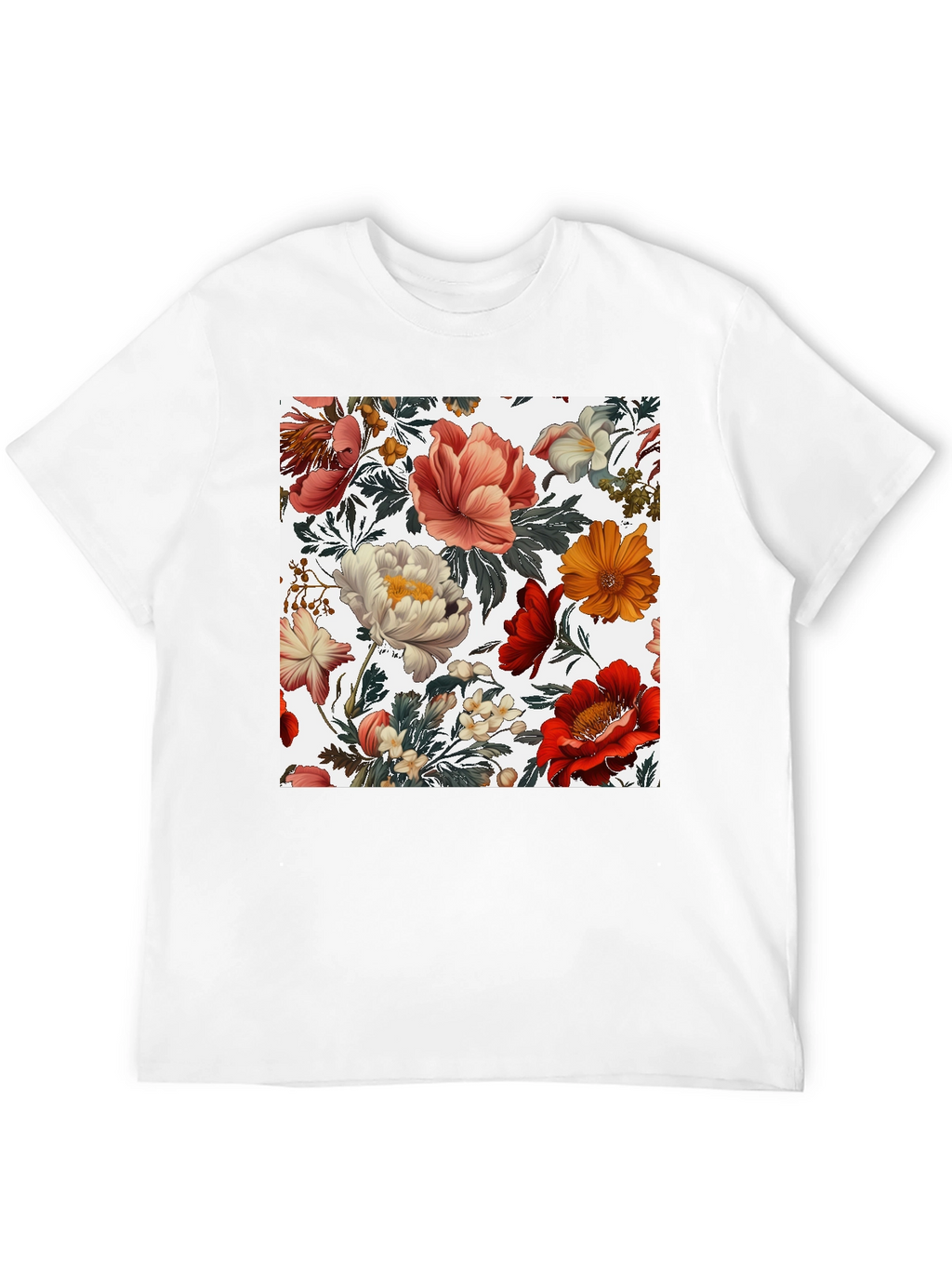 Floral Print Crew Neck Tee