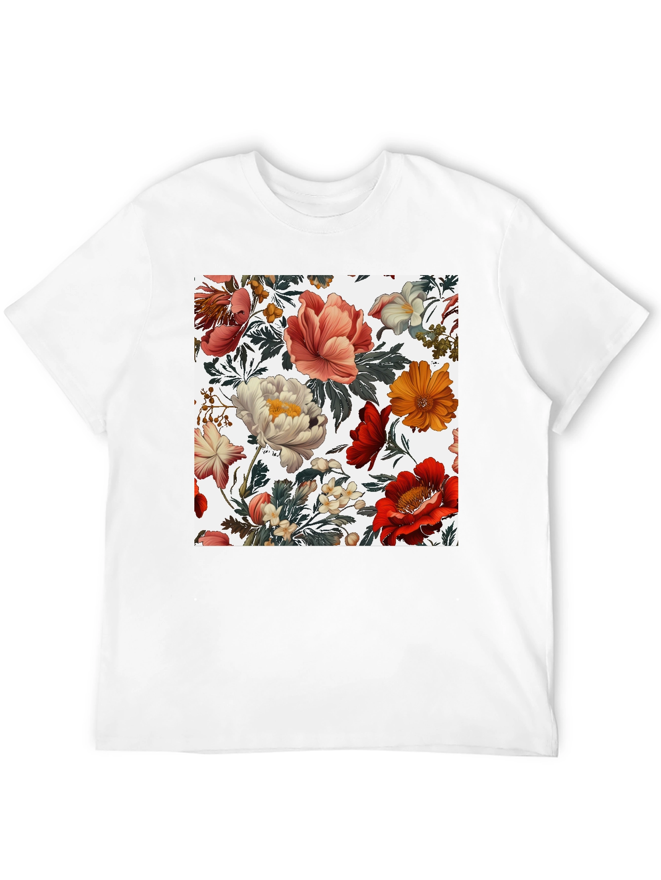 Floral Print Crew Neck Tee