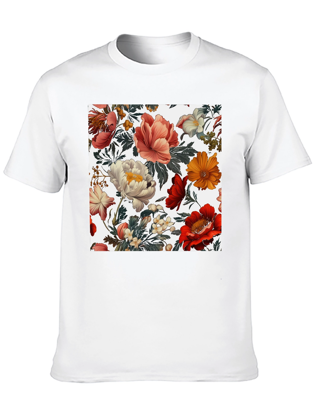 Floral Print Crew Neck Tee