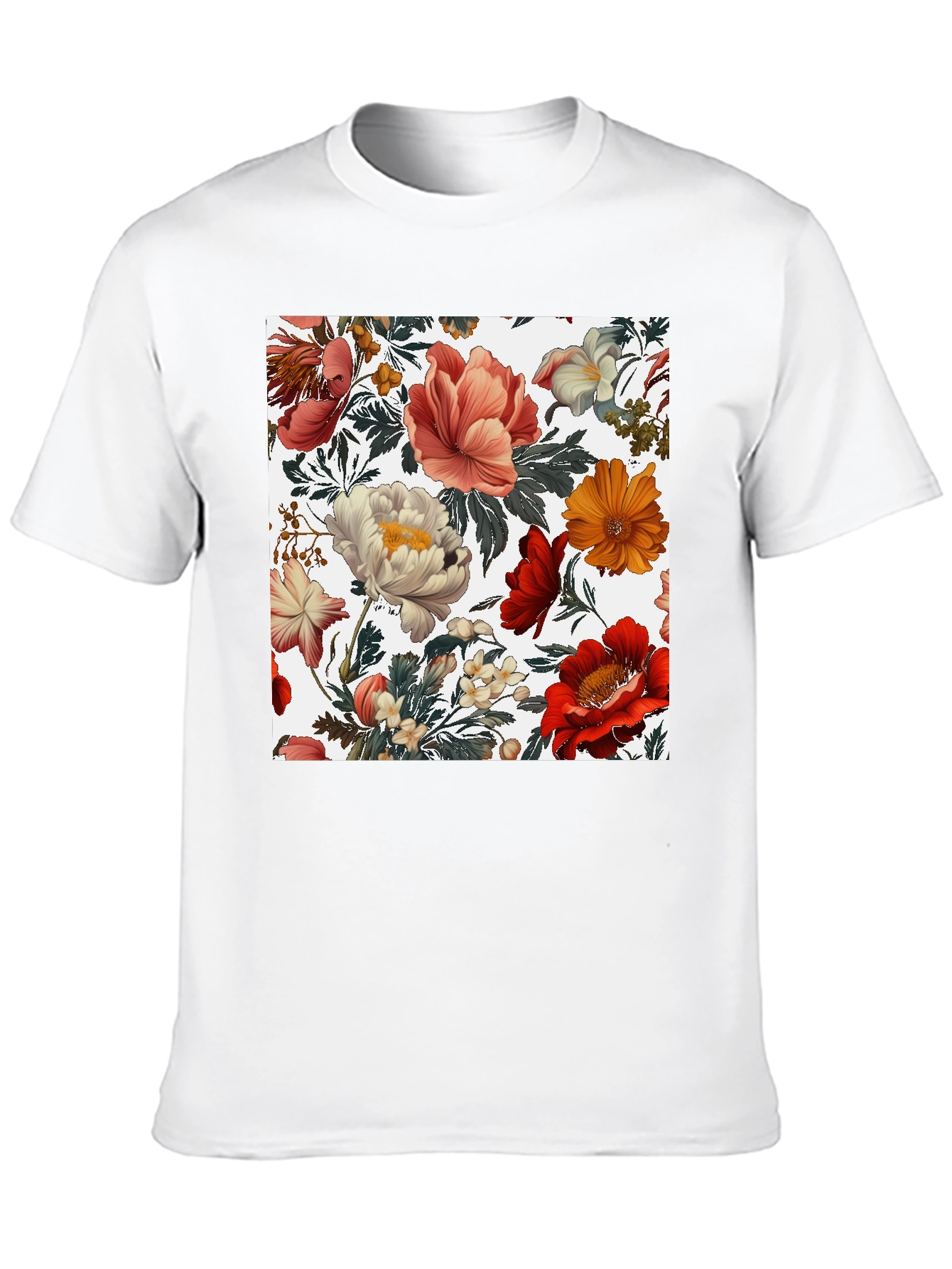 Floral Print Crew Neck Tee