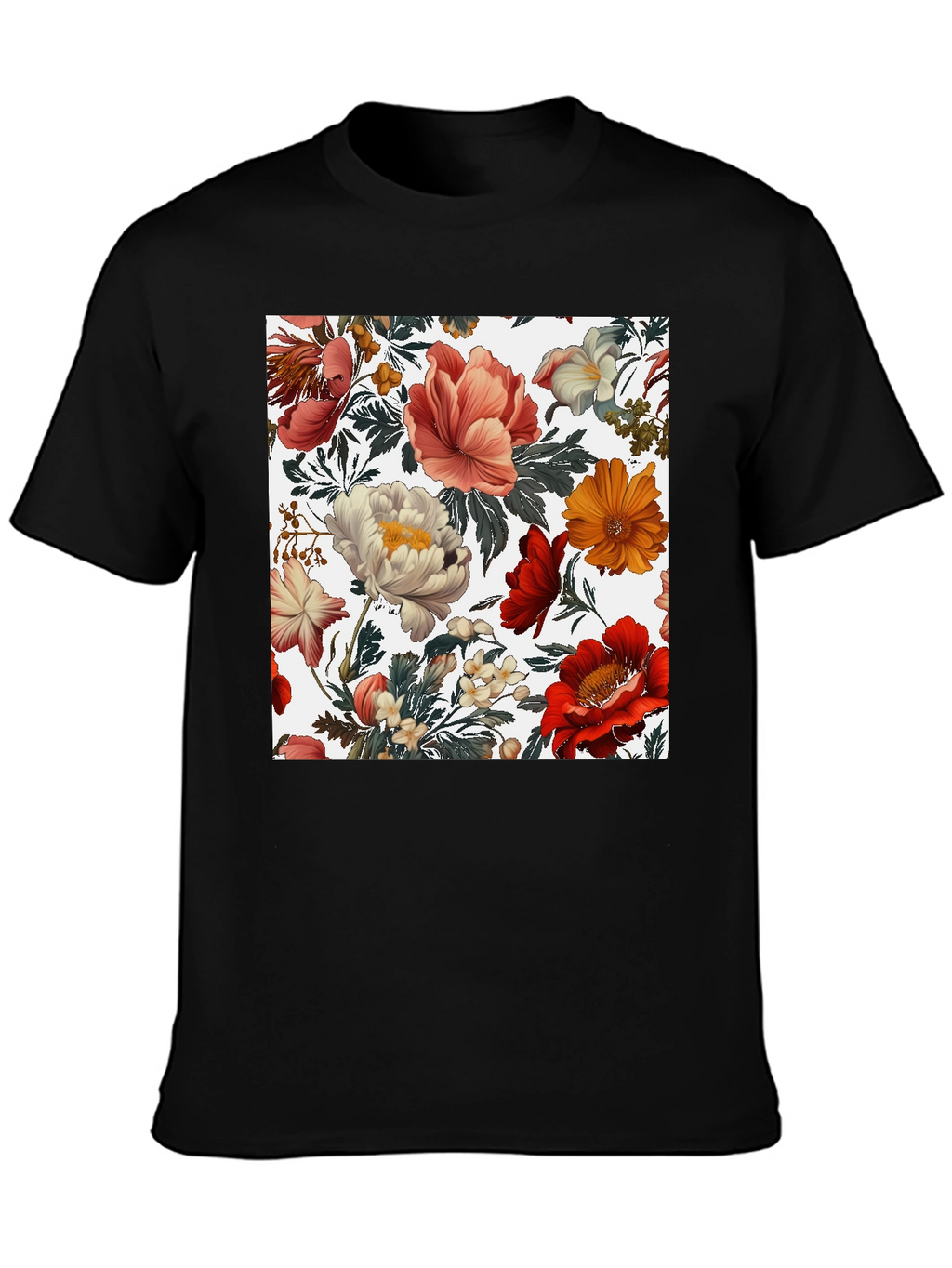 Floral Print Crew Neck Tee