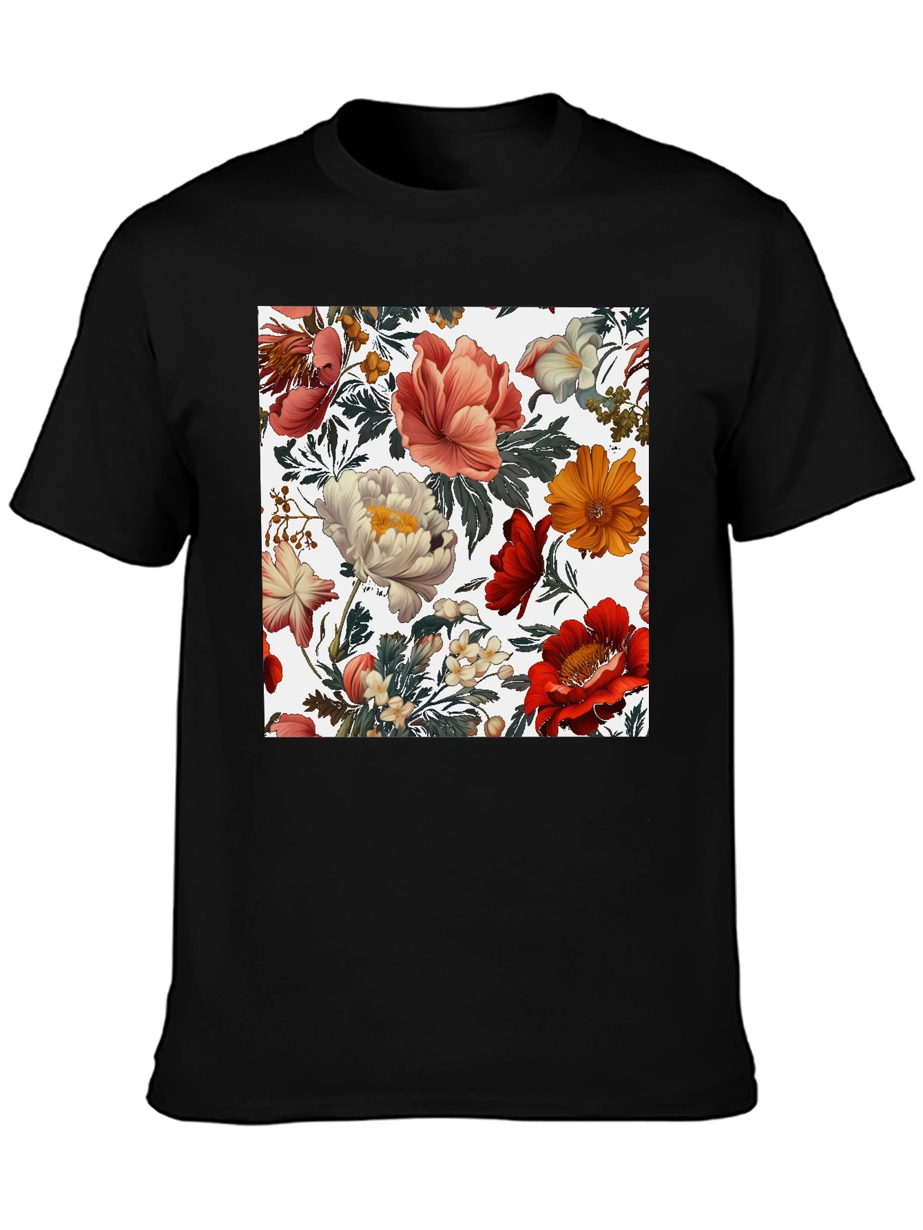 Floral Print Crew Neck Tee