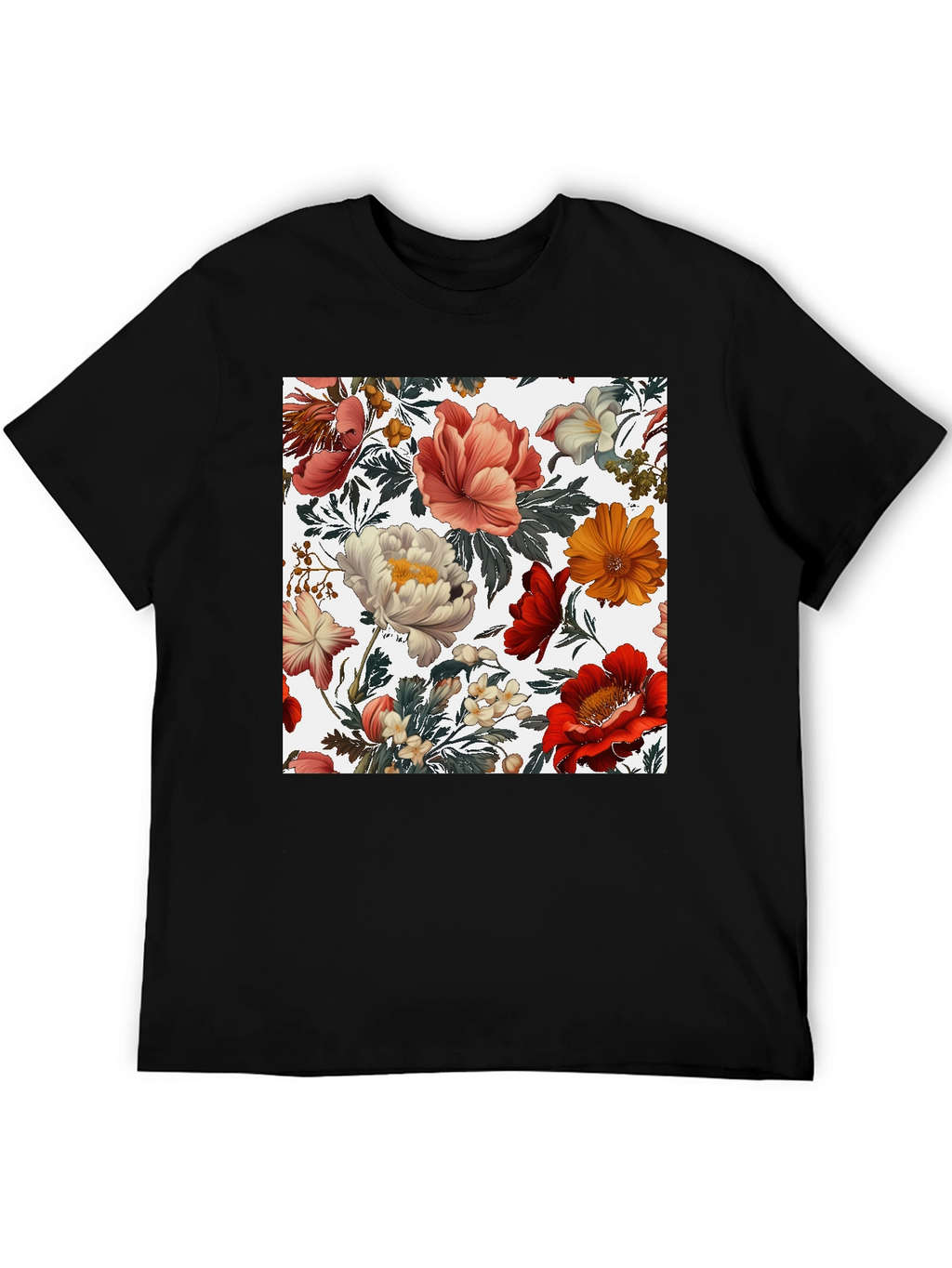 Floral Print Crew Neck Tee