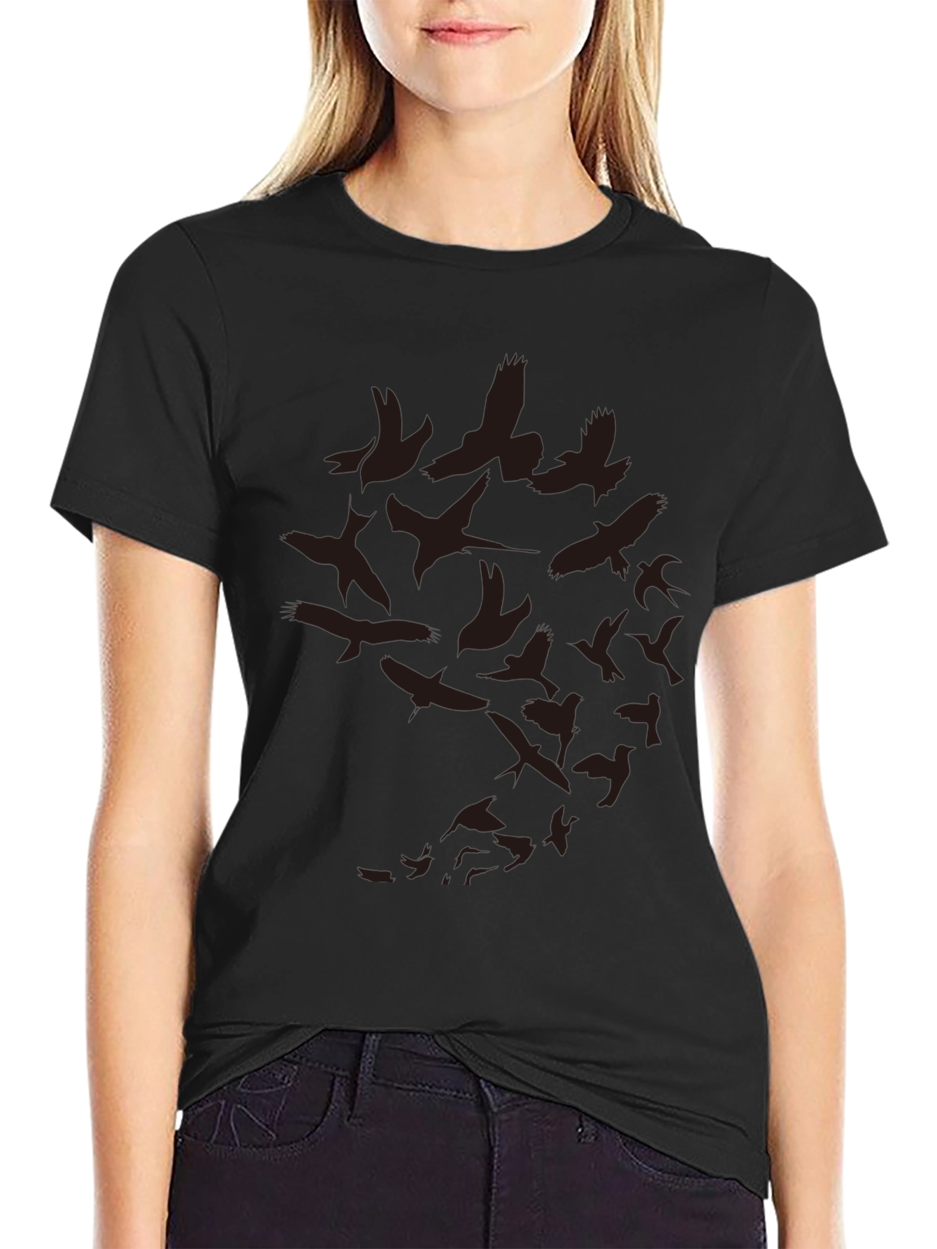 Mens Bird Print Crew Neck T-Shirt