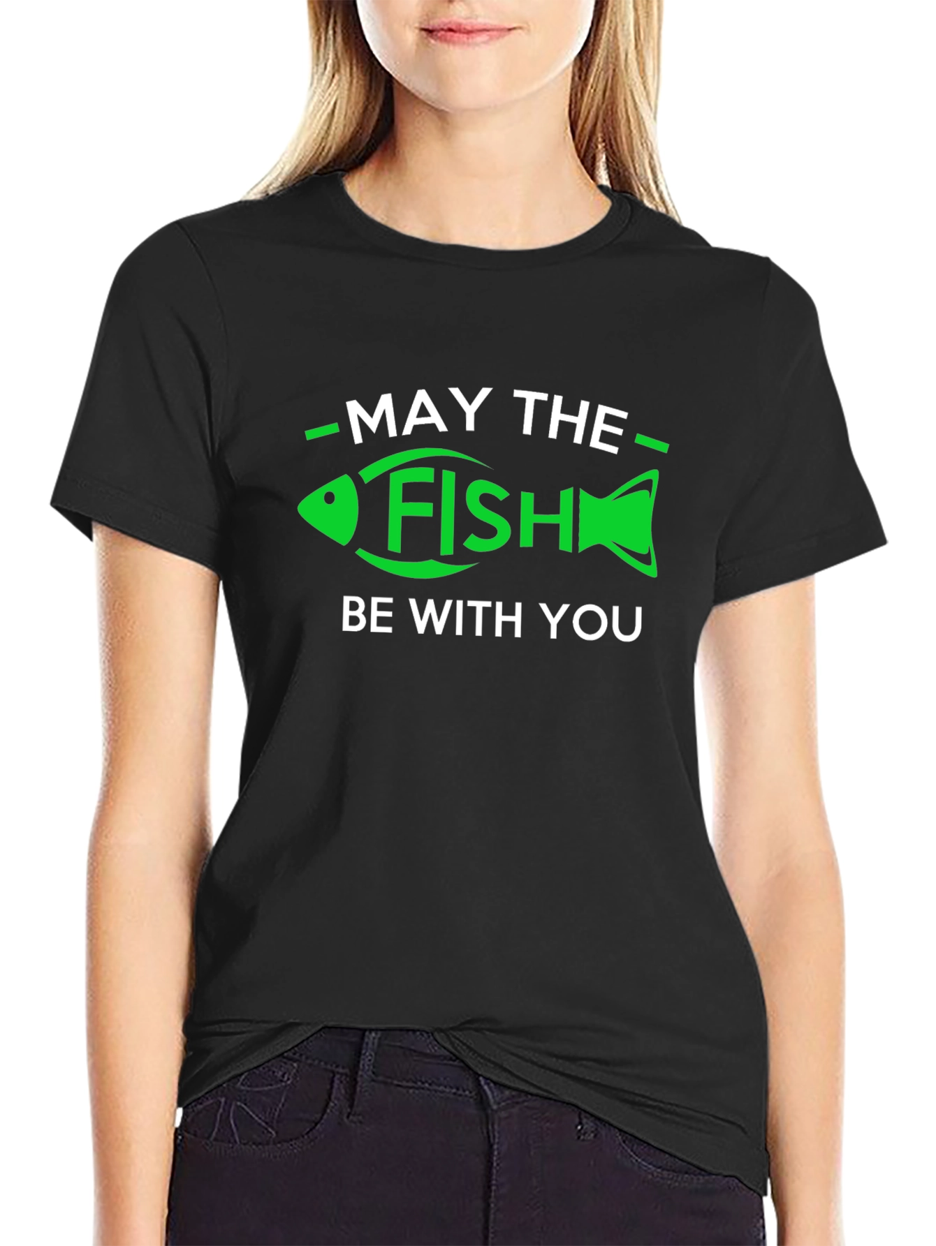 May the Fish Be With You Black T-Shirt
