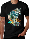Wolf Skateboard Graphic Tee - Cool Animal Design