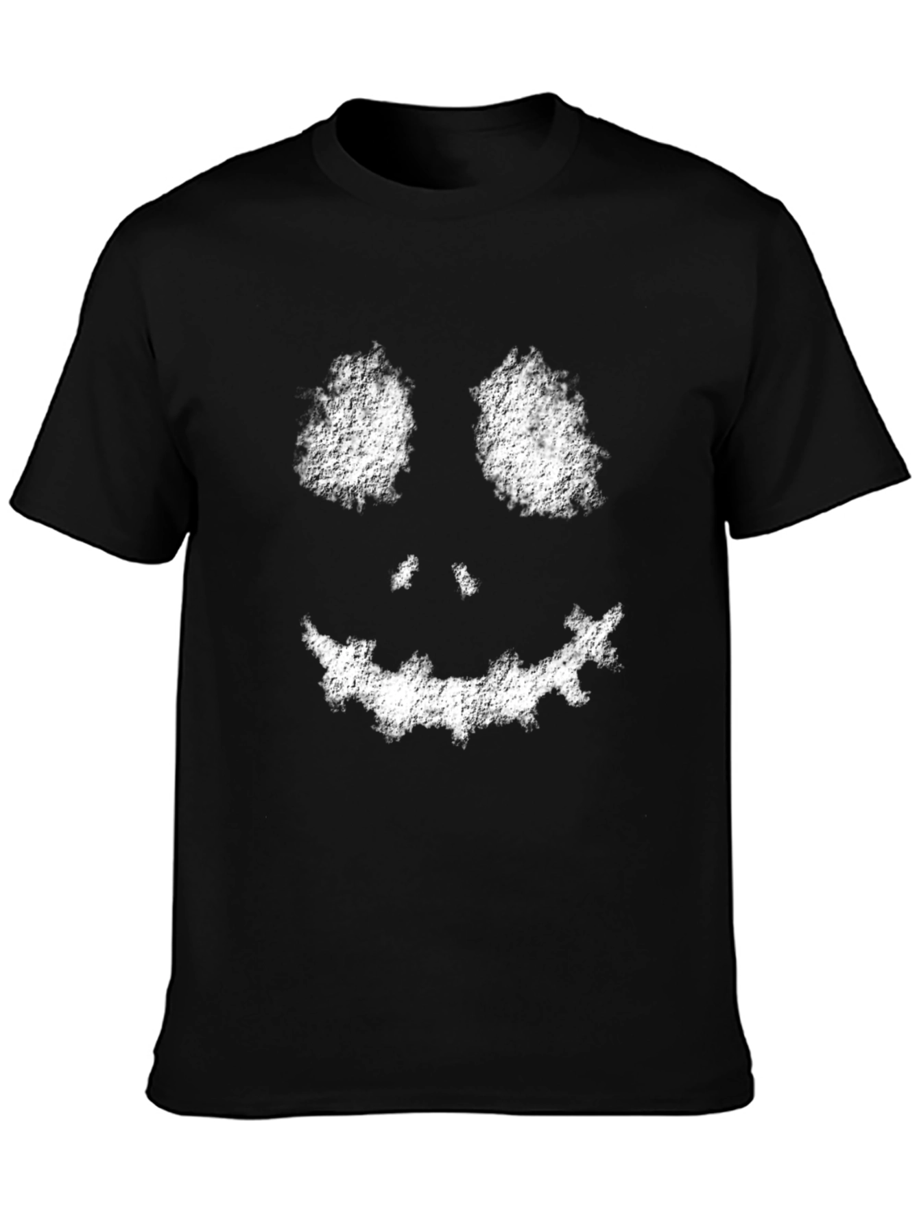 Mens Black Spooky Face Graphic Tee