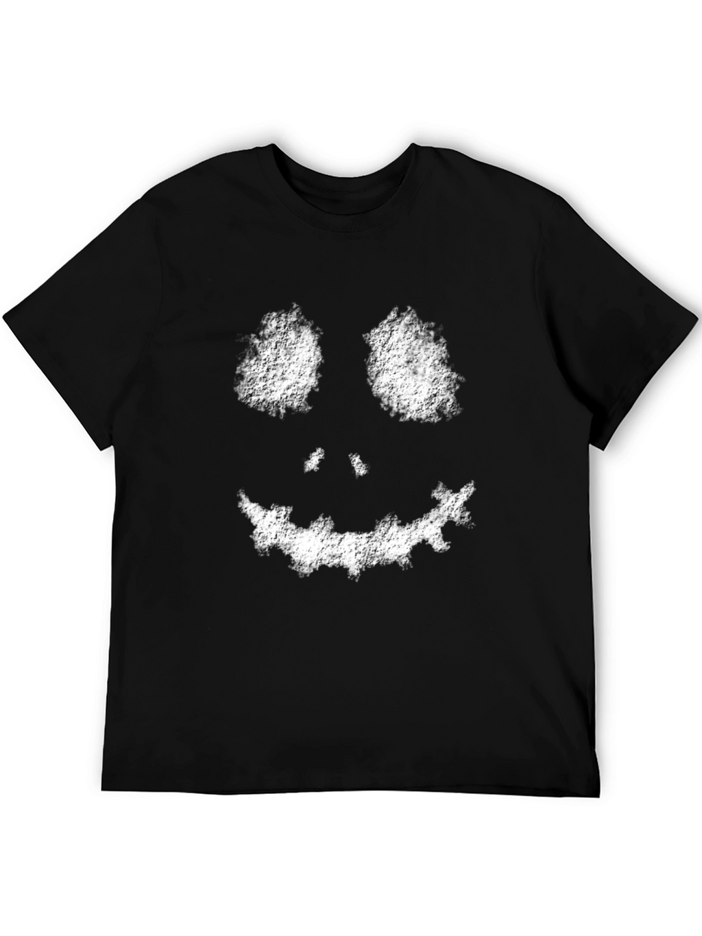 Mens Black Spooky Face Graphic Tee