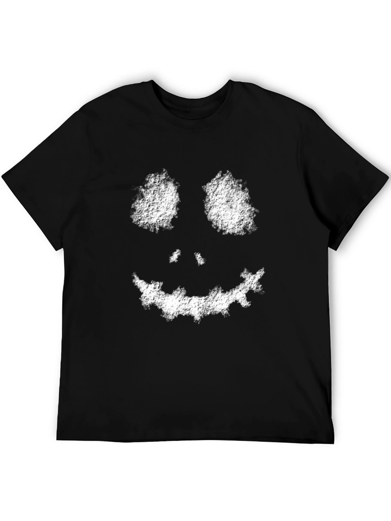 Mens Black Spooky Face Graphic Tee