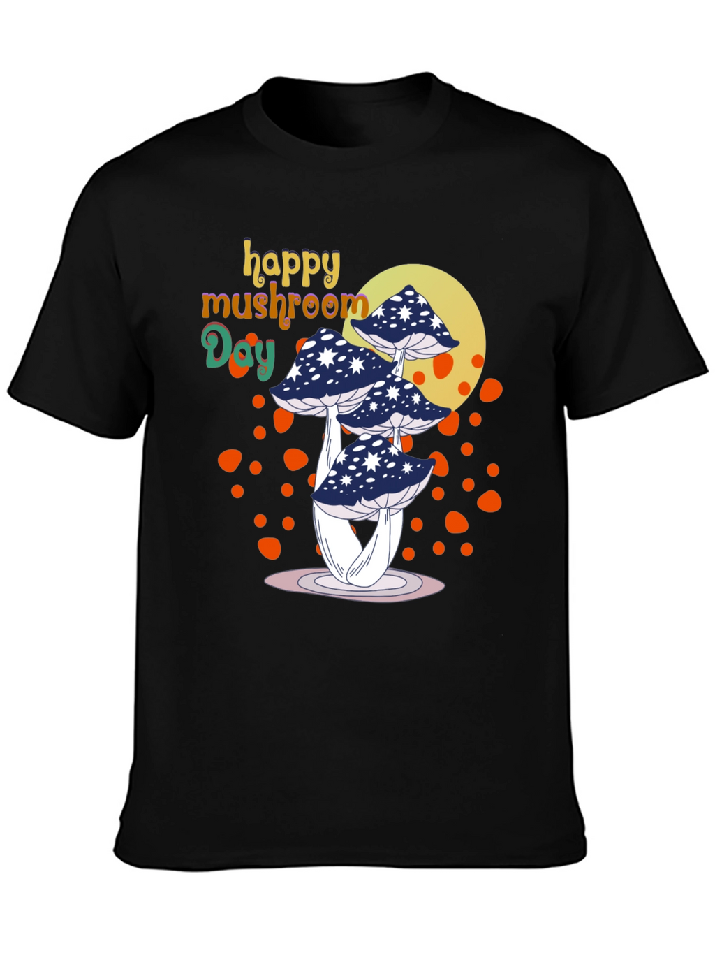 Happy Mushroom Day Graphic Tee - Black