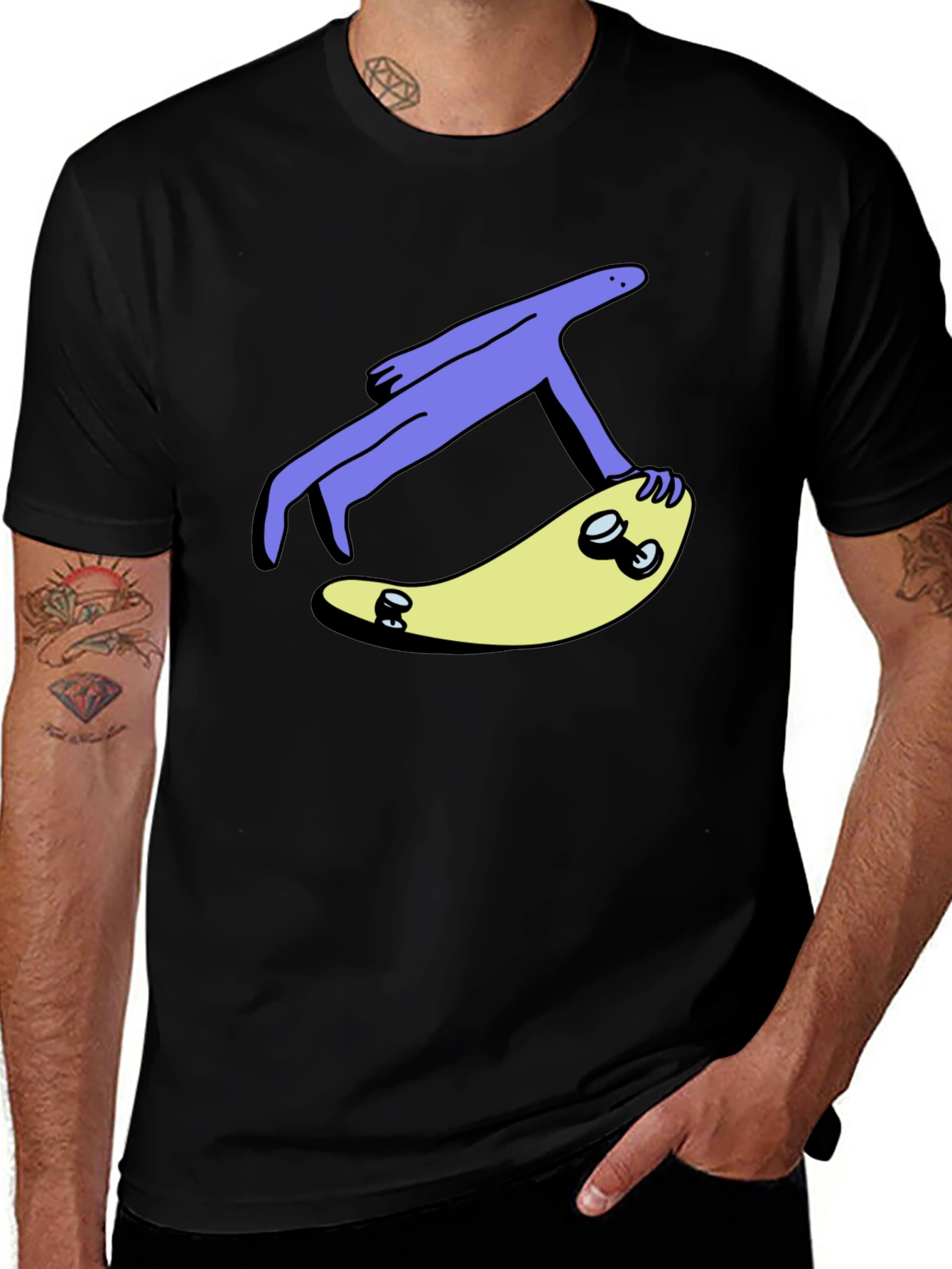 Skateboard Dude Graphic Tee - Cool Black T-Shirt