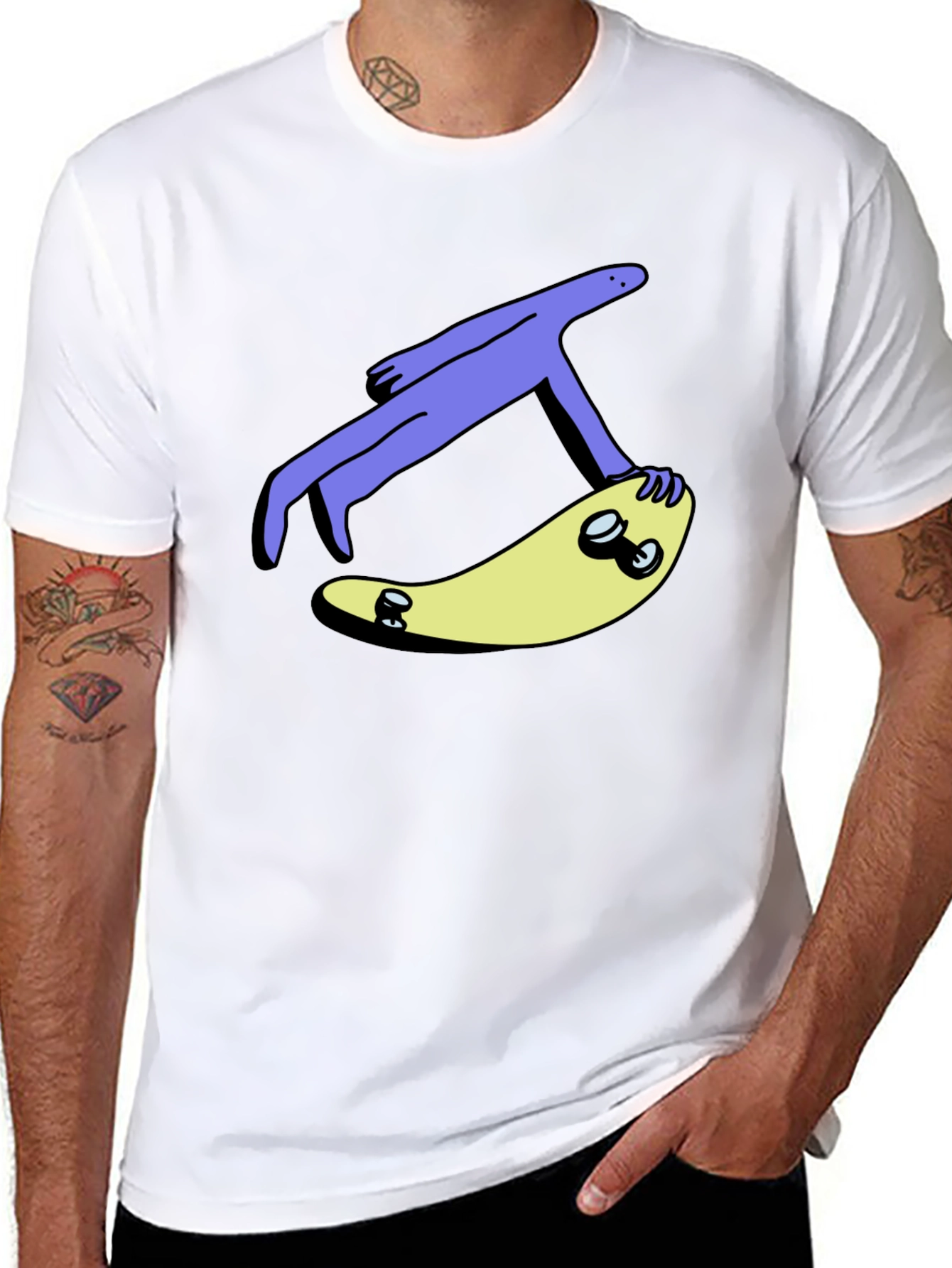 Skateboard Dude Graphic Tee - Cool Black T-Shirt