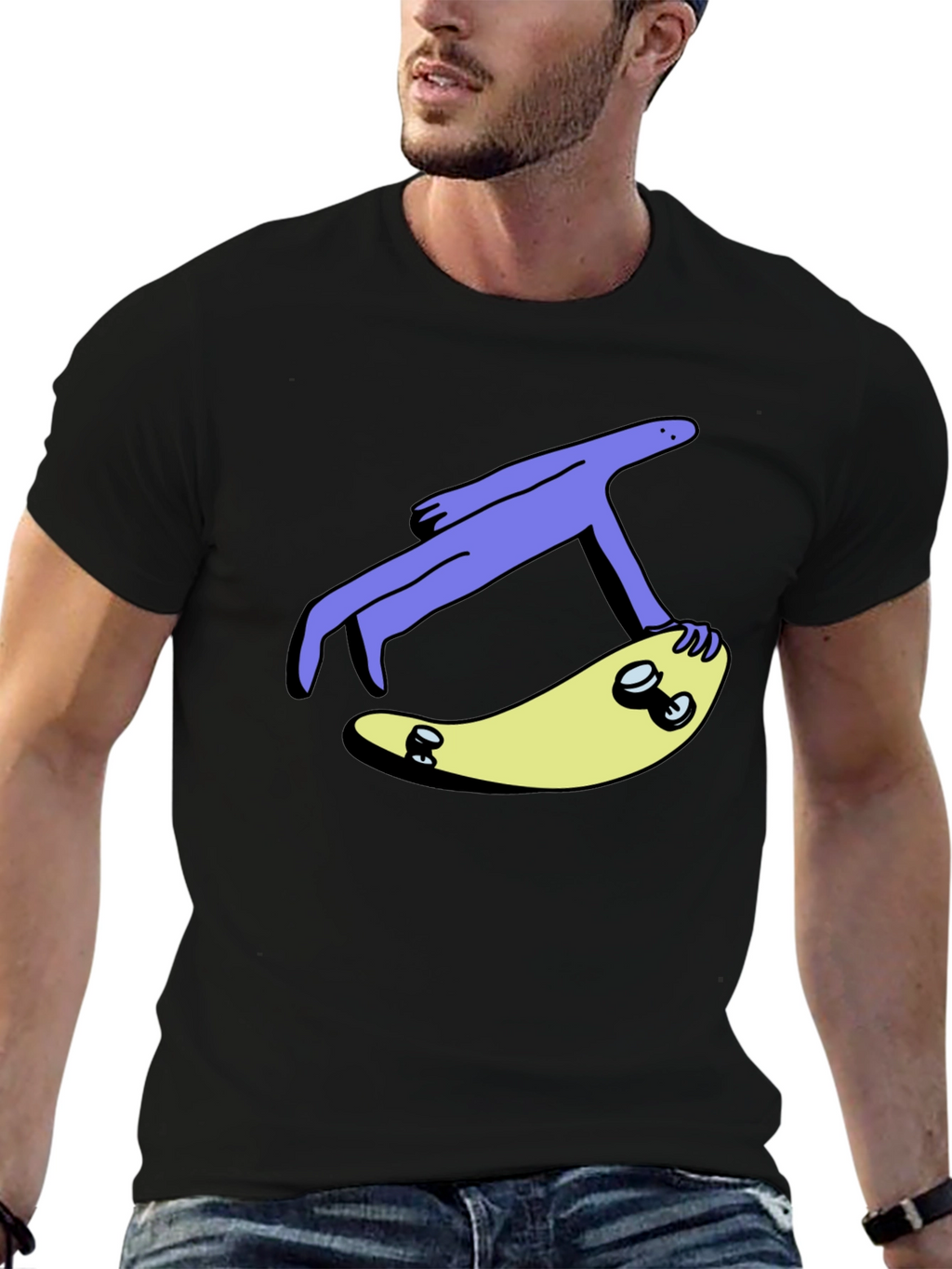 Skateboard Dude Graphic Tee - Cool Black T-Shirt