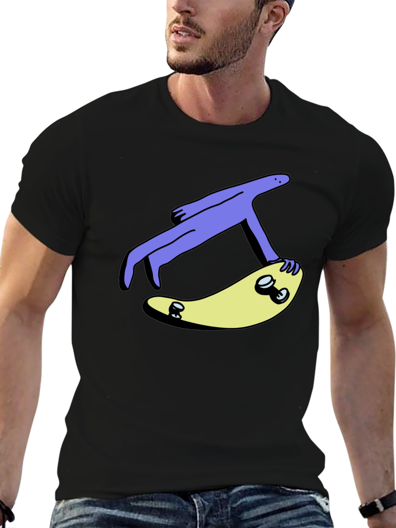 Skateboard Dude Graphic Tee - Cool Black T-Shirt