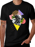 Abstract Statue Graphic T-Shirt - Black