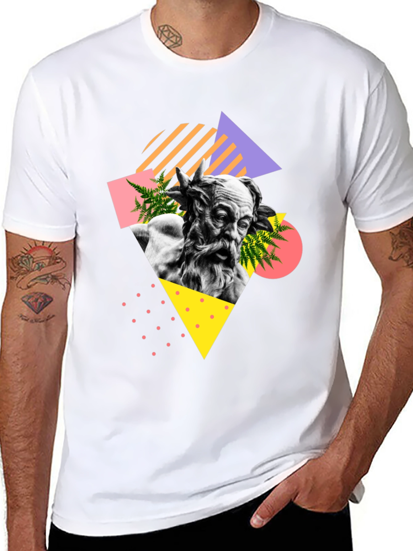 Abstract Statue Graphic T-Shirt - Black