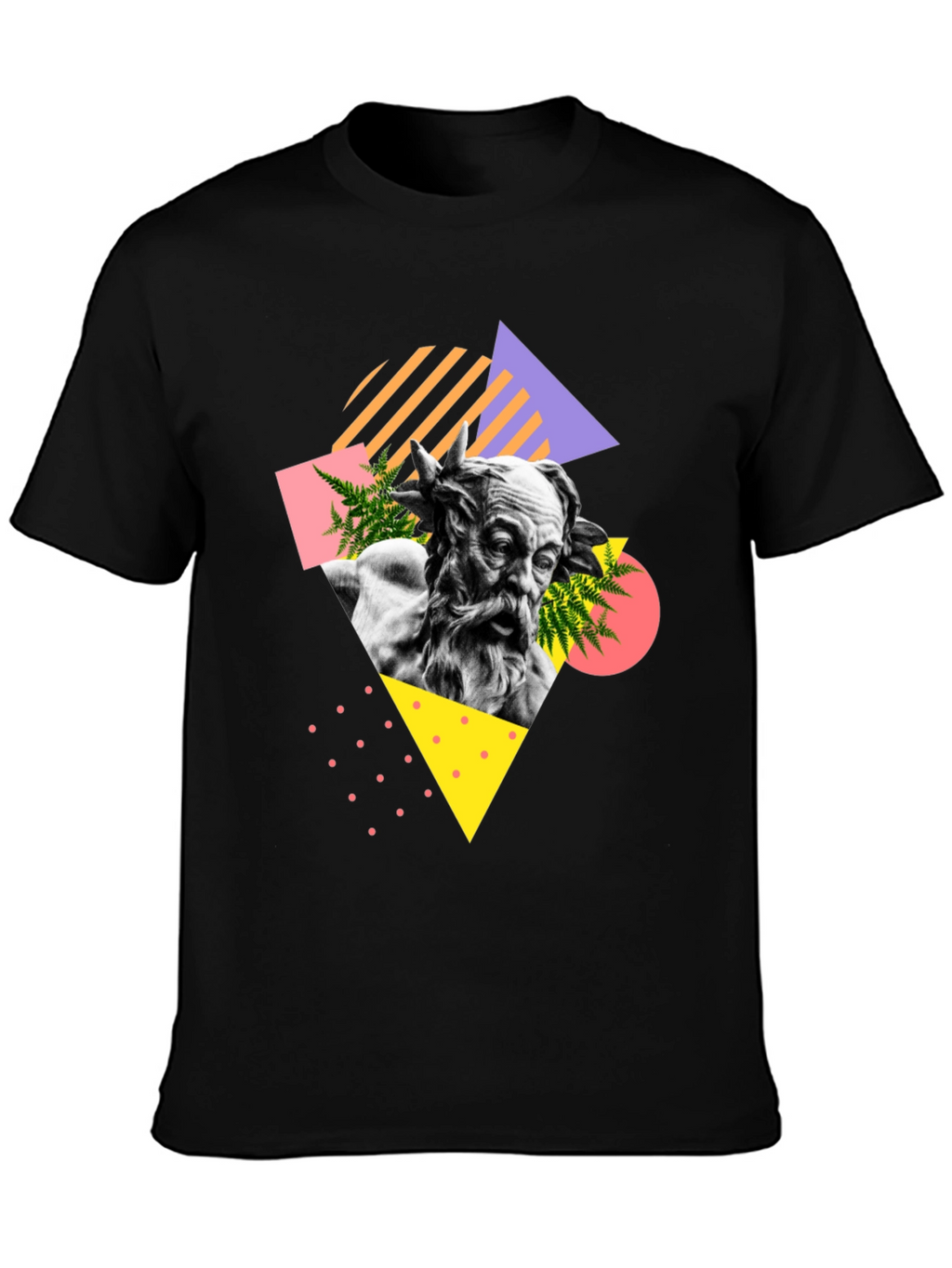Abstract Statue Graphic T-Shirt - Black