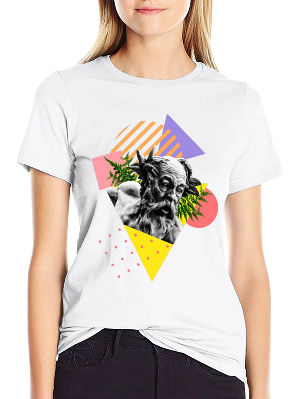 Abstract Statue Graphic T-Shirt - Black