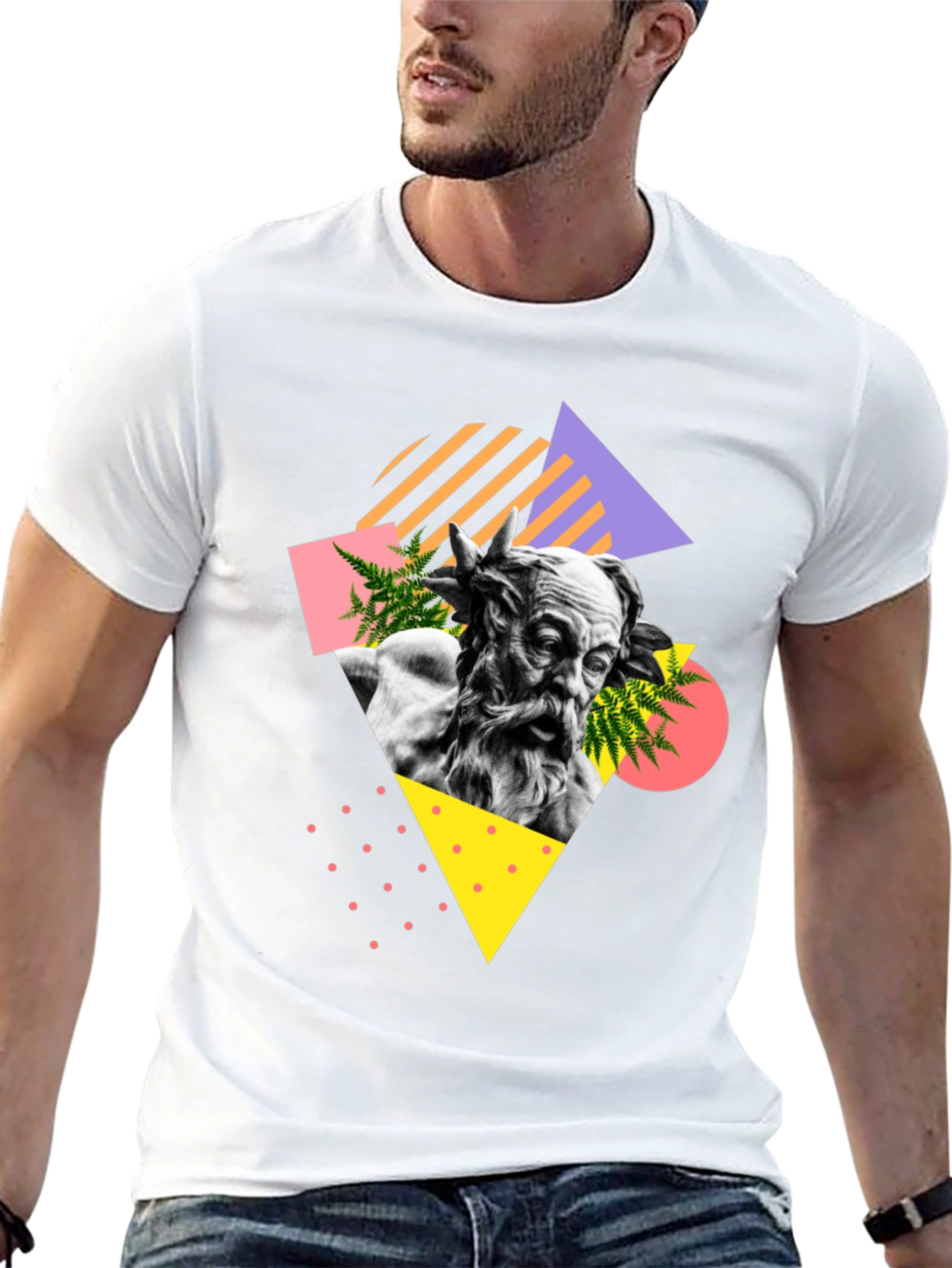 Abstract Statue Graphic T-Shirt - Black