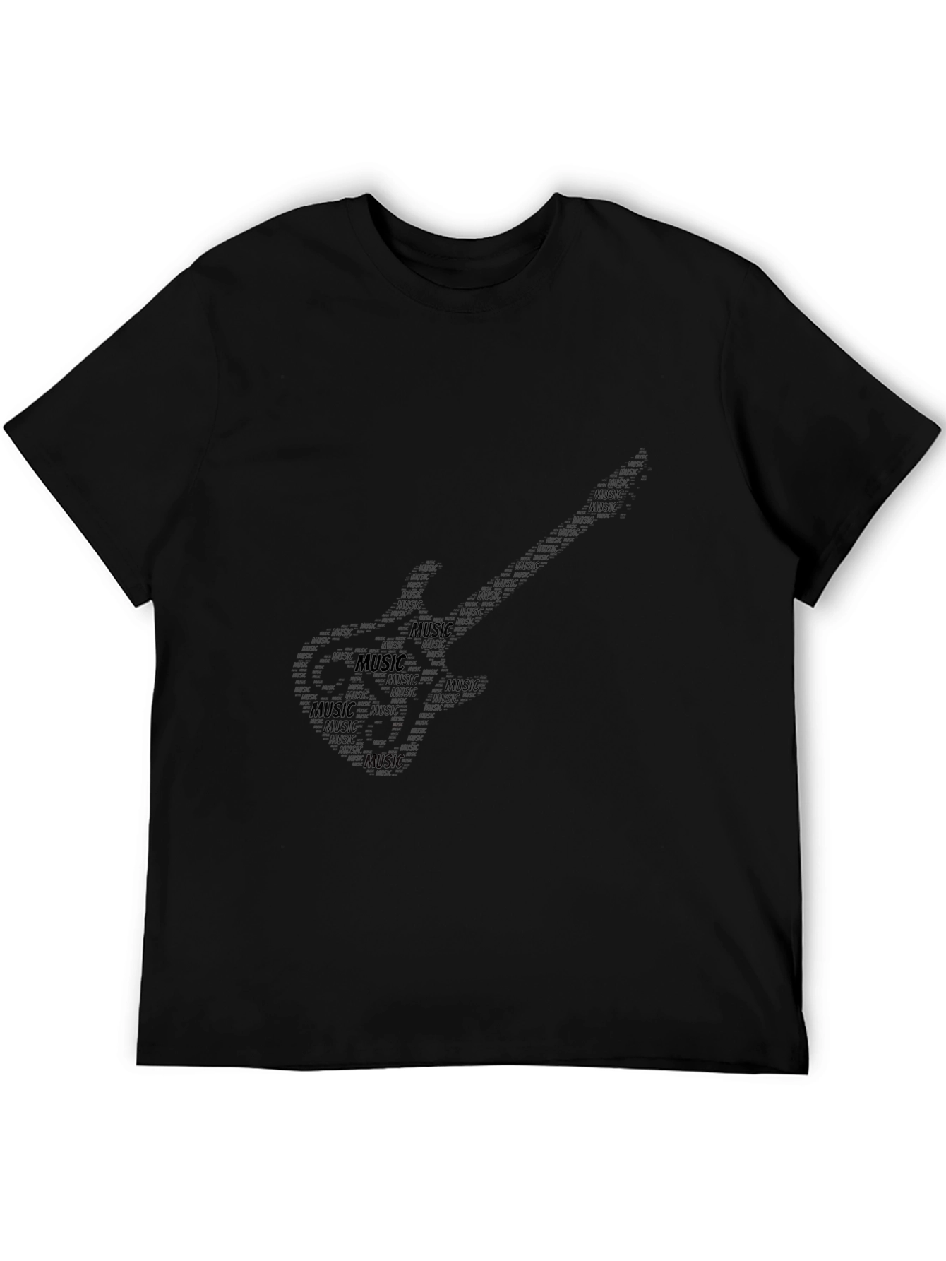 Music Guitar Word Art Black Graphic Tee