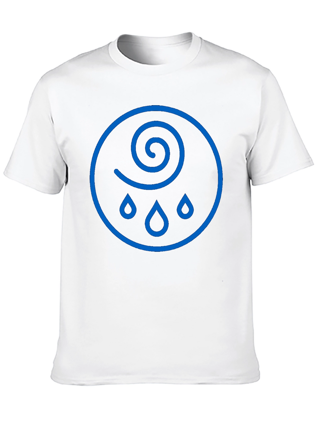 Whimsical Weather Tee - Blue Raindrop Swirl Graphic