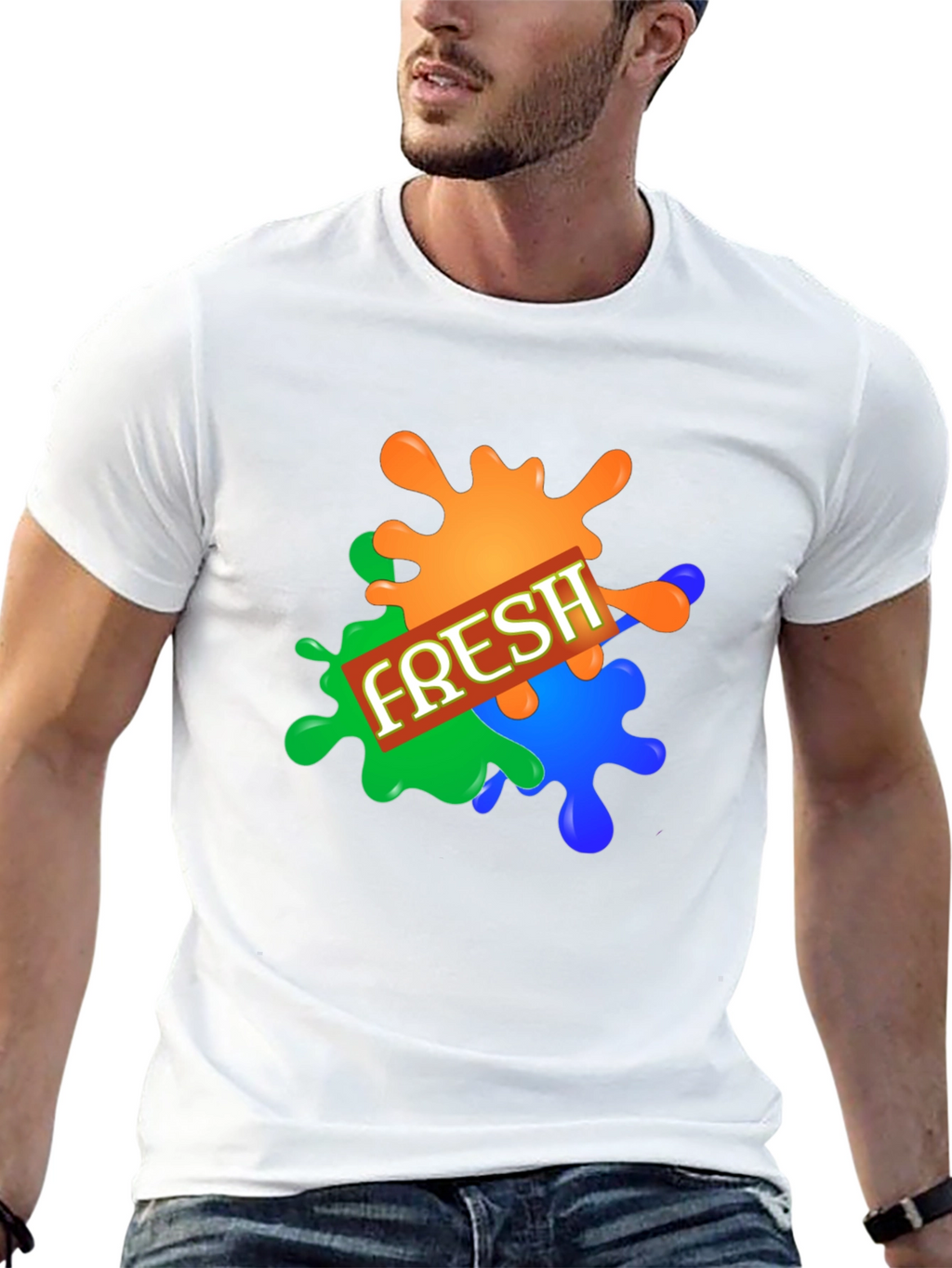 Mens Fresh Graphic Print Black T-Shirt