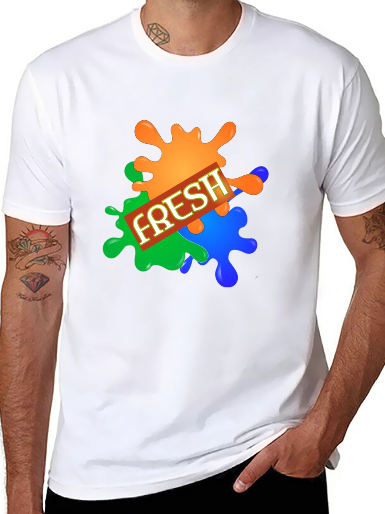Mens Fresh Graphic Print Black T-Shirt